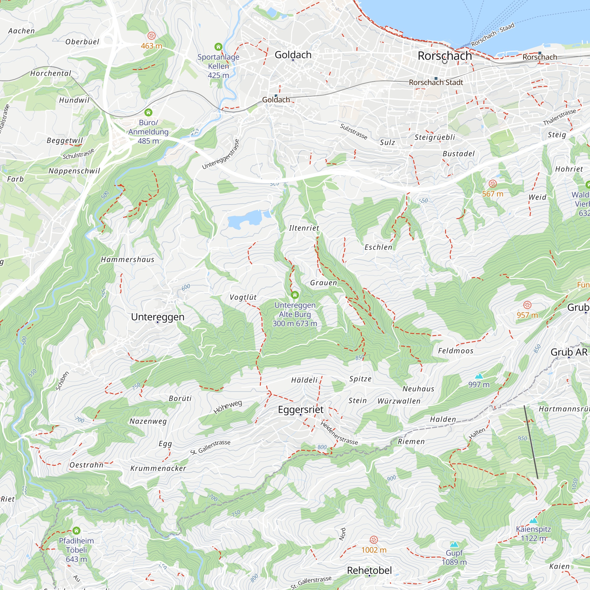 Untereggen Alte Burg 300 m map