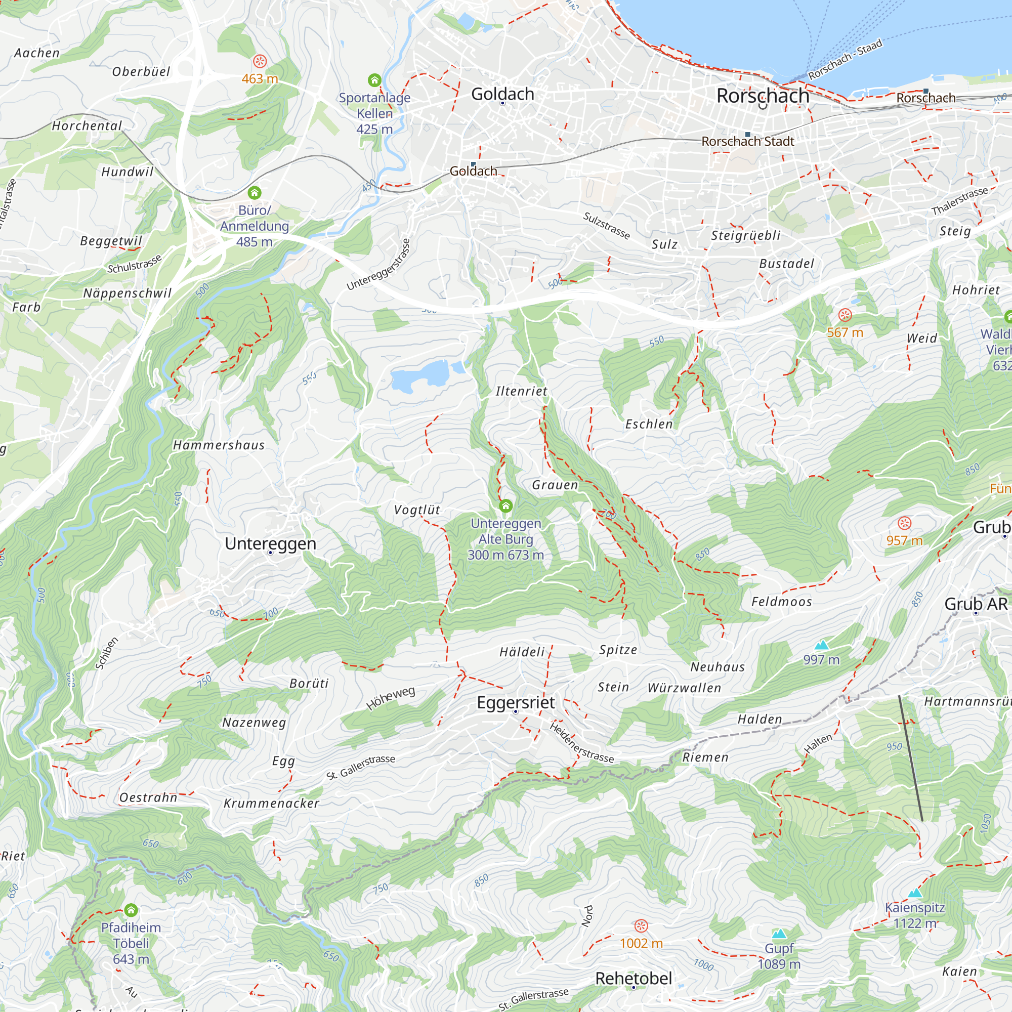 Untereggen Alte Burg 300 m map