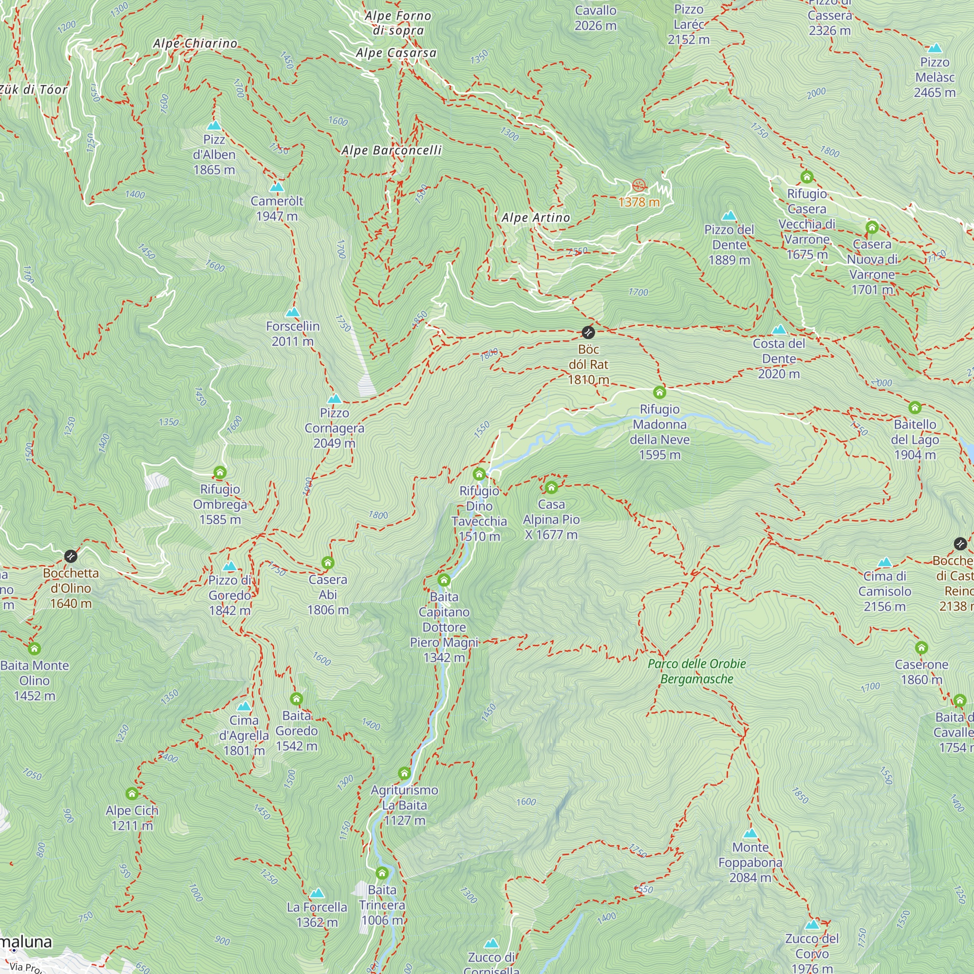 Rifugio Valbiandino map