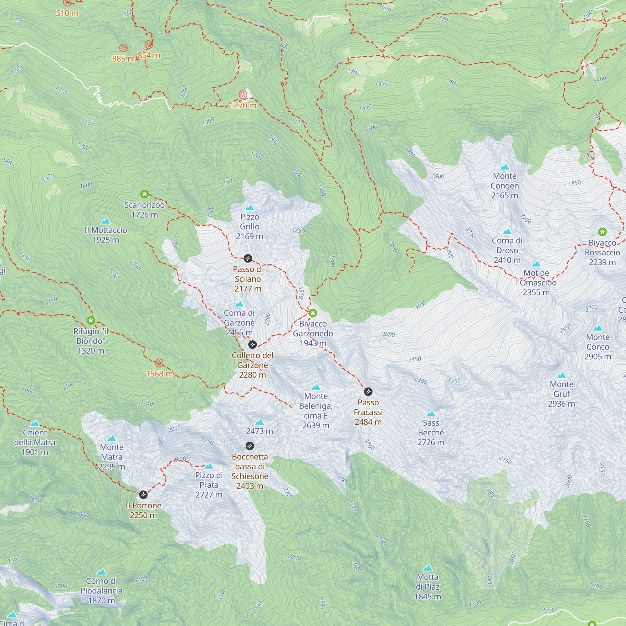 Bivacco Garzonedo map