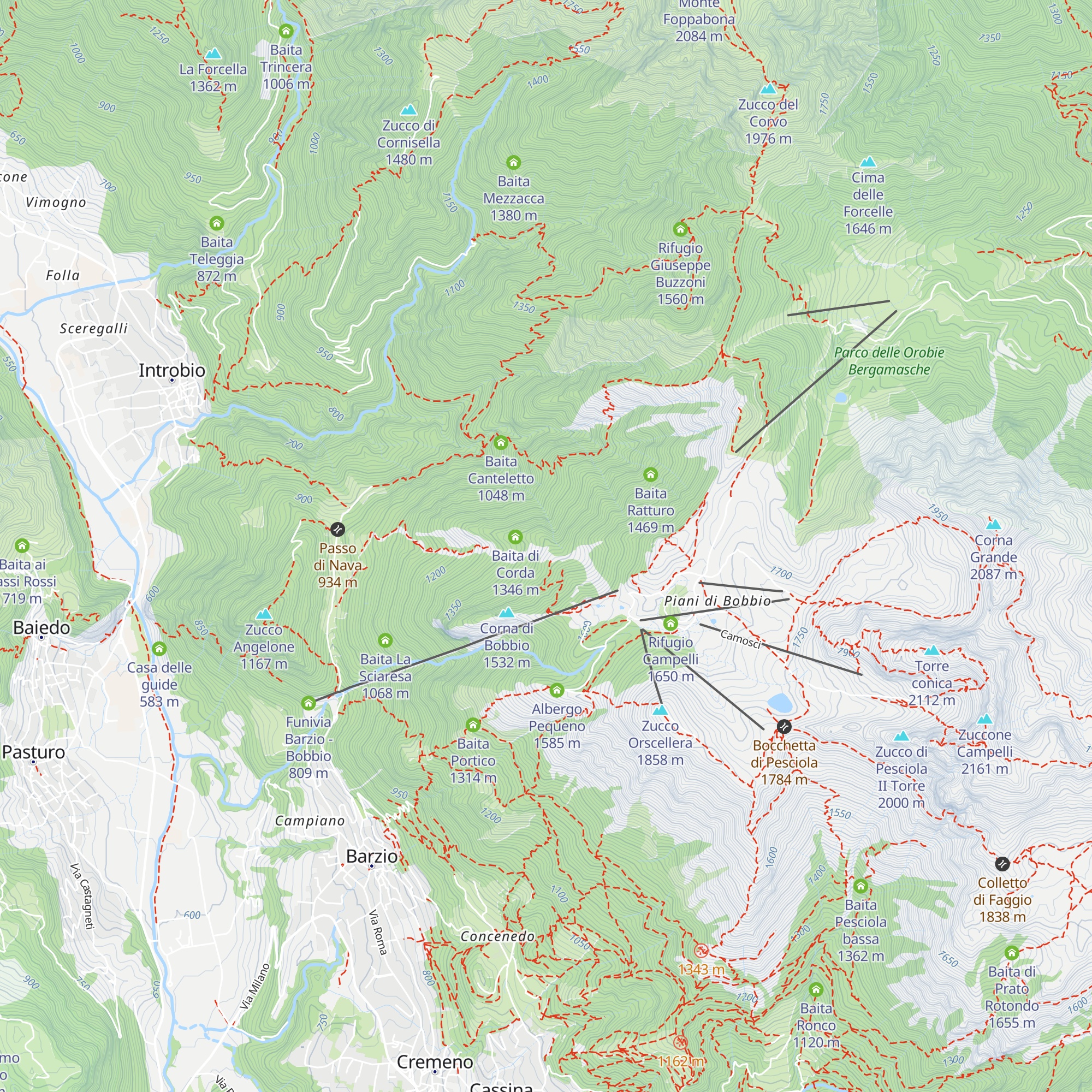 Bivacco Penne Nere map