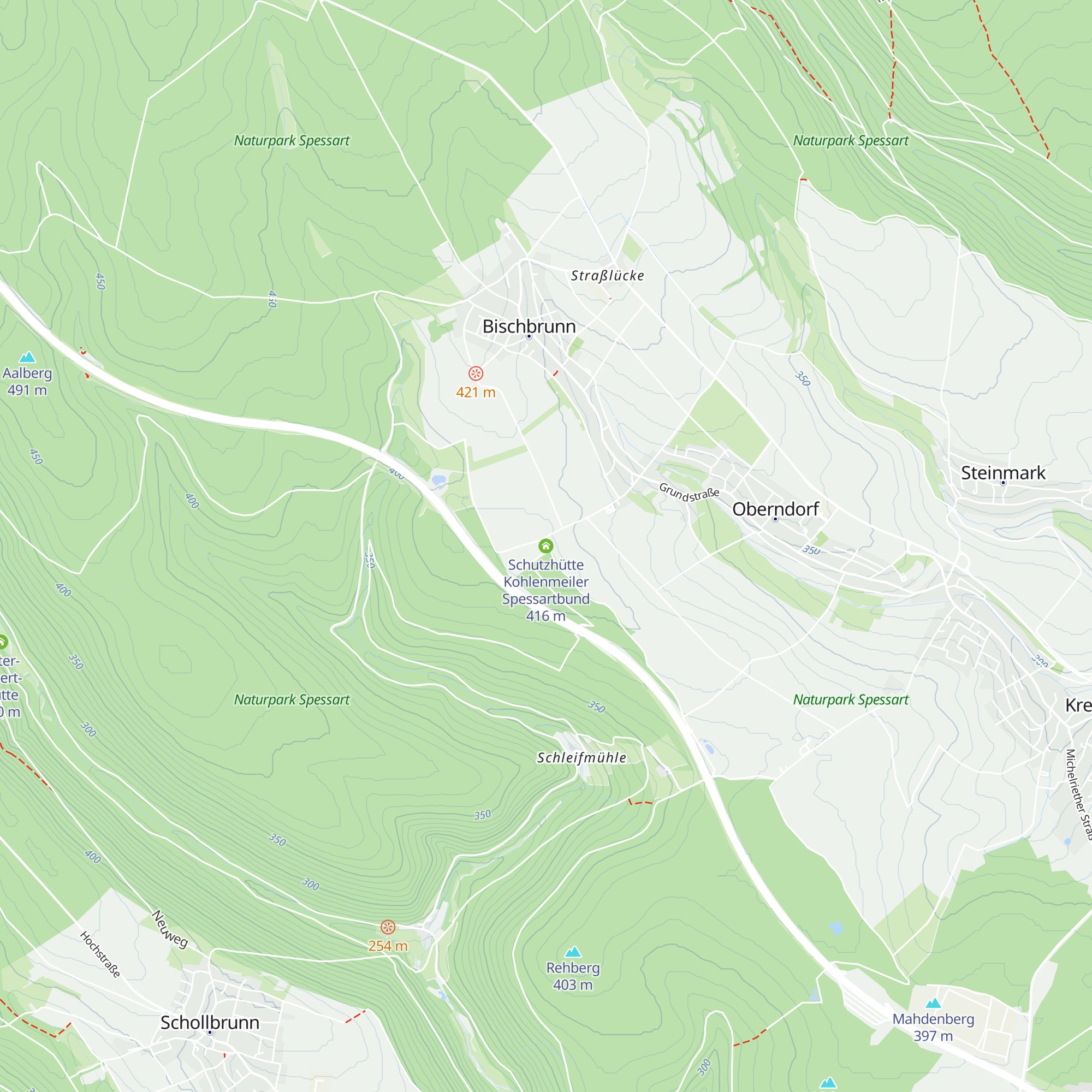 Schutzhütte Kohlenmeiler Spessartbund map