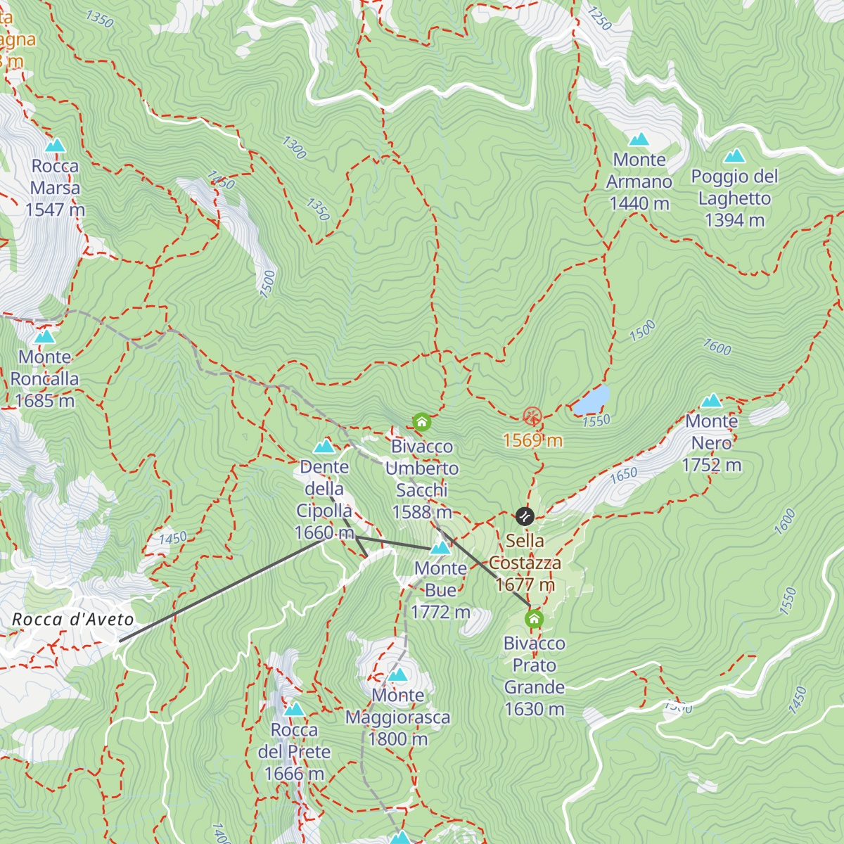 Bivacco Umberto Sacchi map