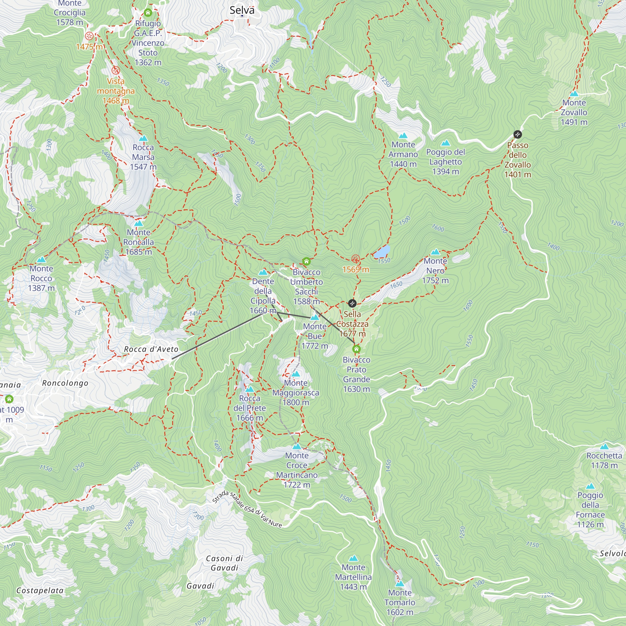 Rifugio Monte Bue map