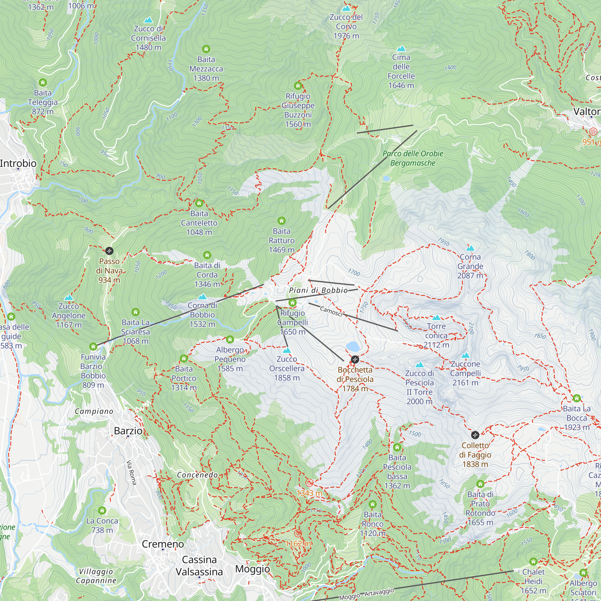 Rifugio Sora Casari map
