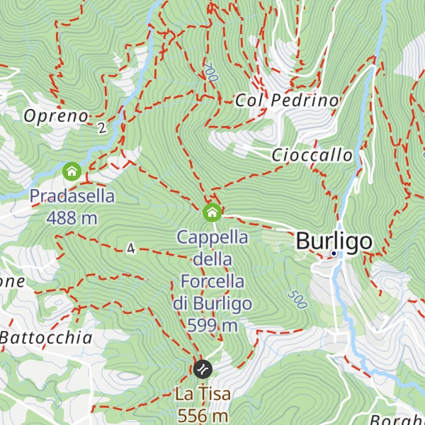 Map of Cappella della Forcella di Burligo