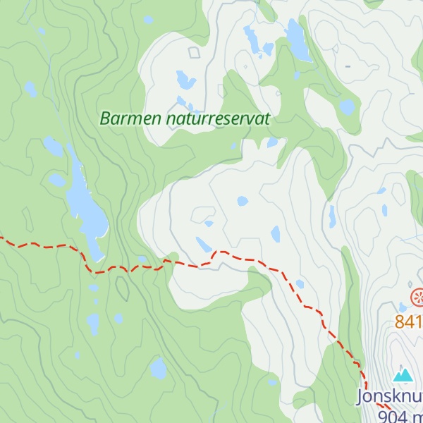 Map of Helgevannsbrånene
