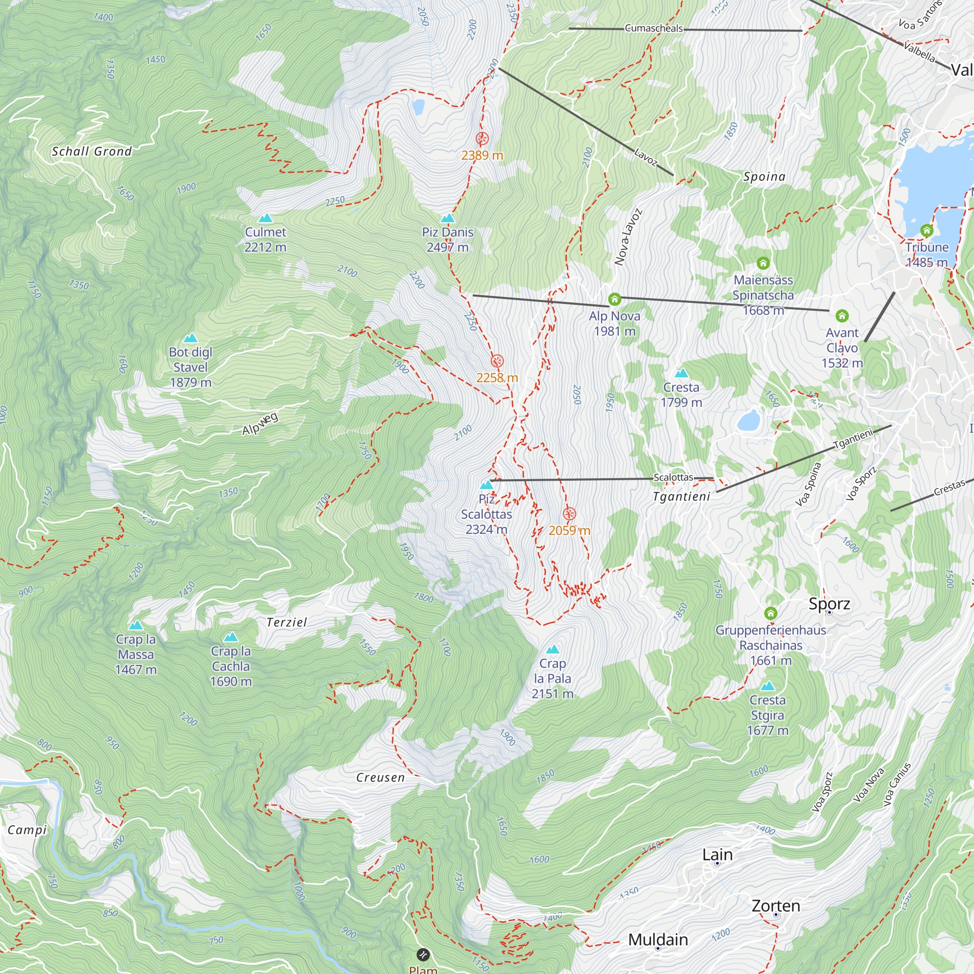Restaurant Piz Scalottas map