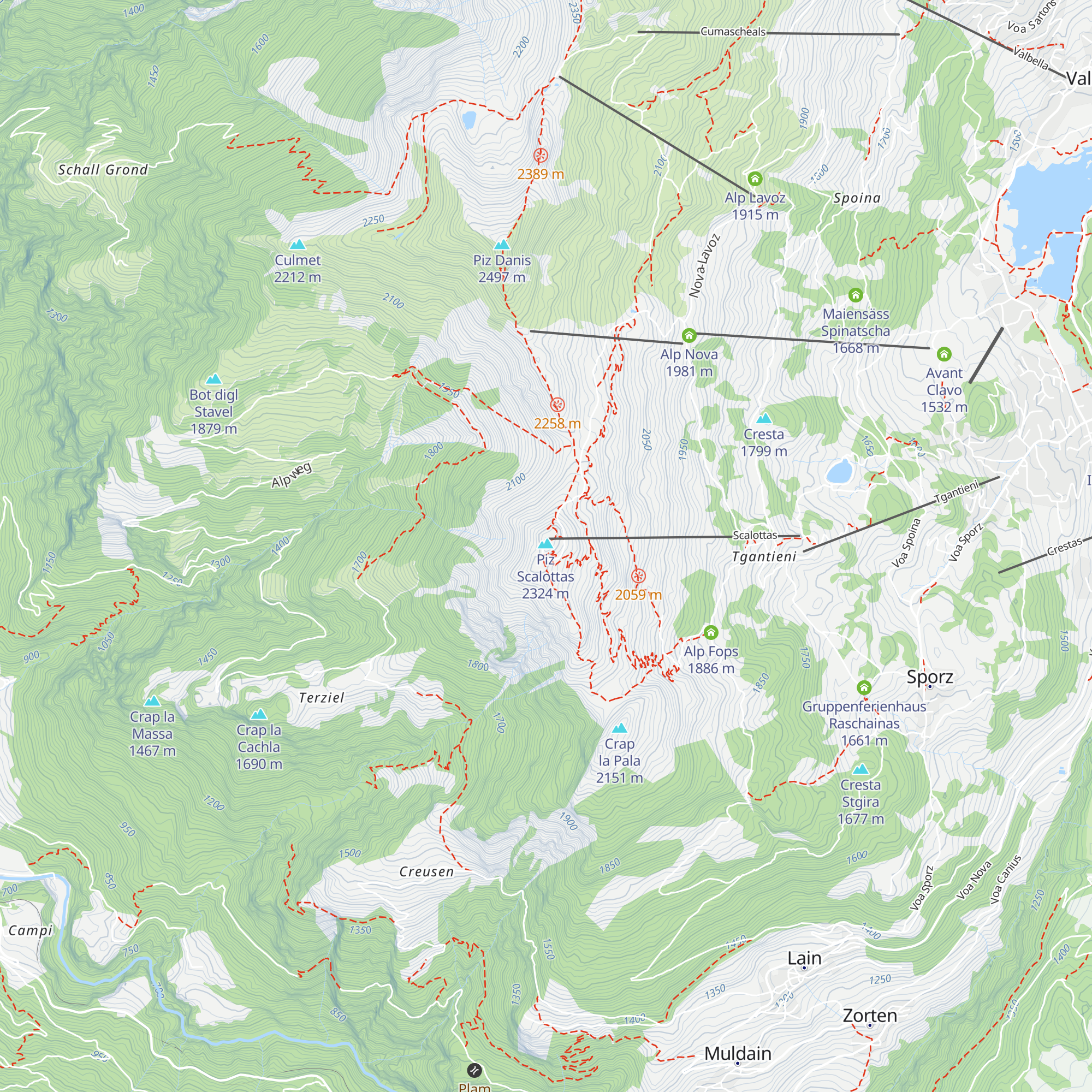 Restaurant Piz Scalottas map