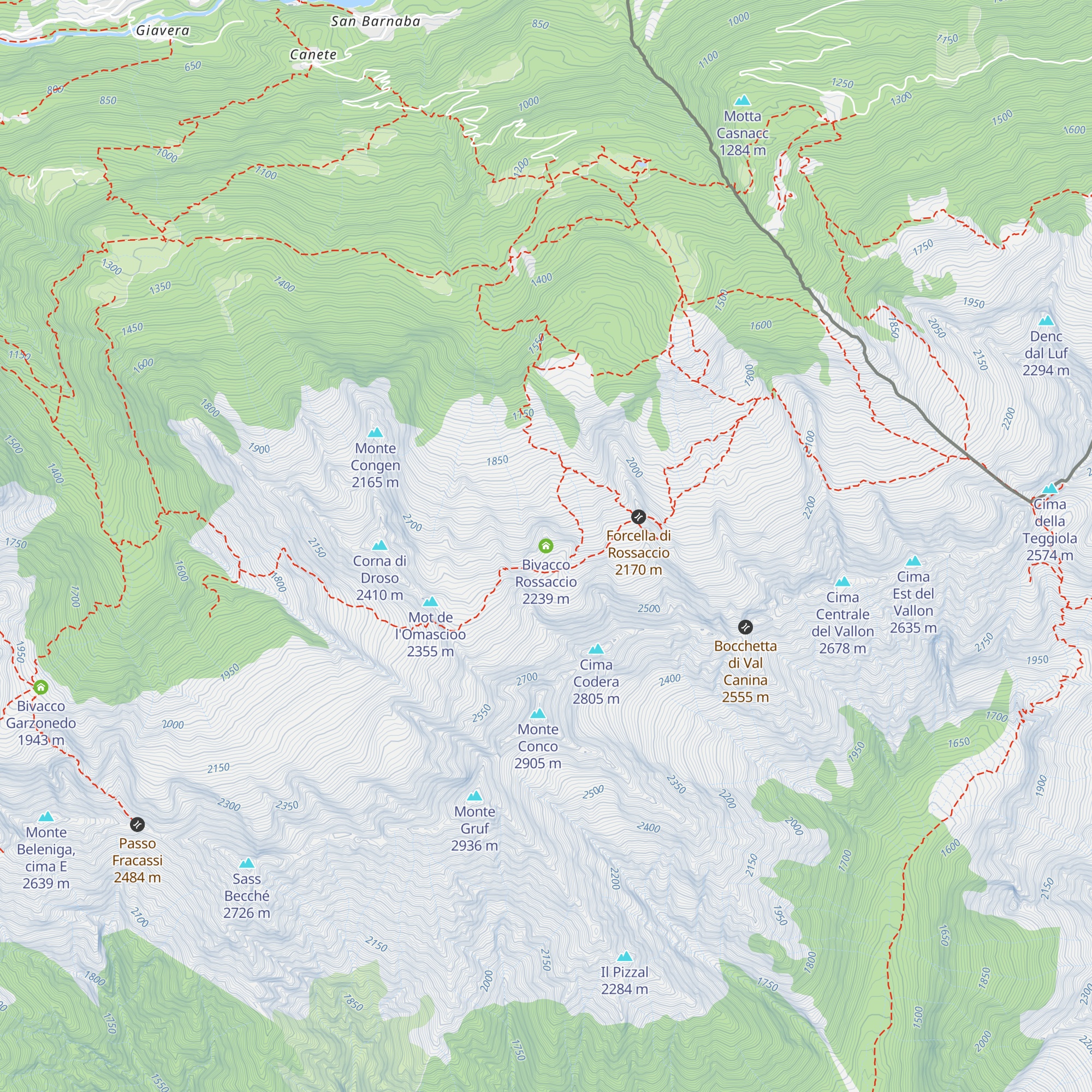 Bivacco Rossaccio map