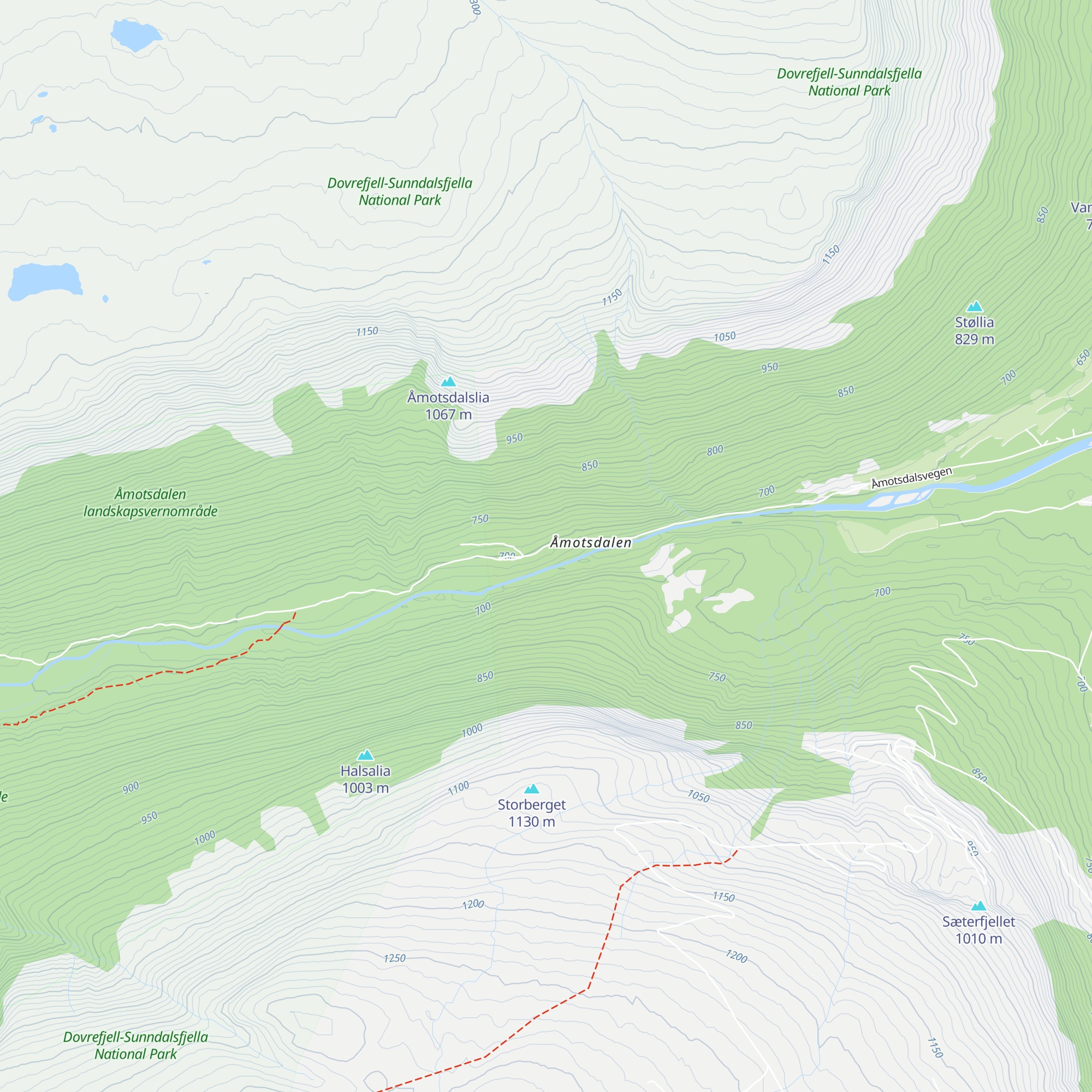 Åmotsdalen gard map