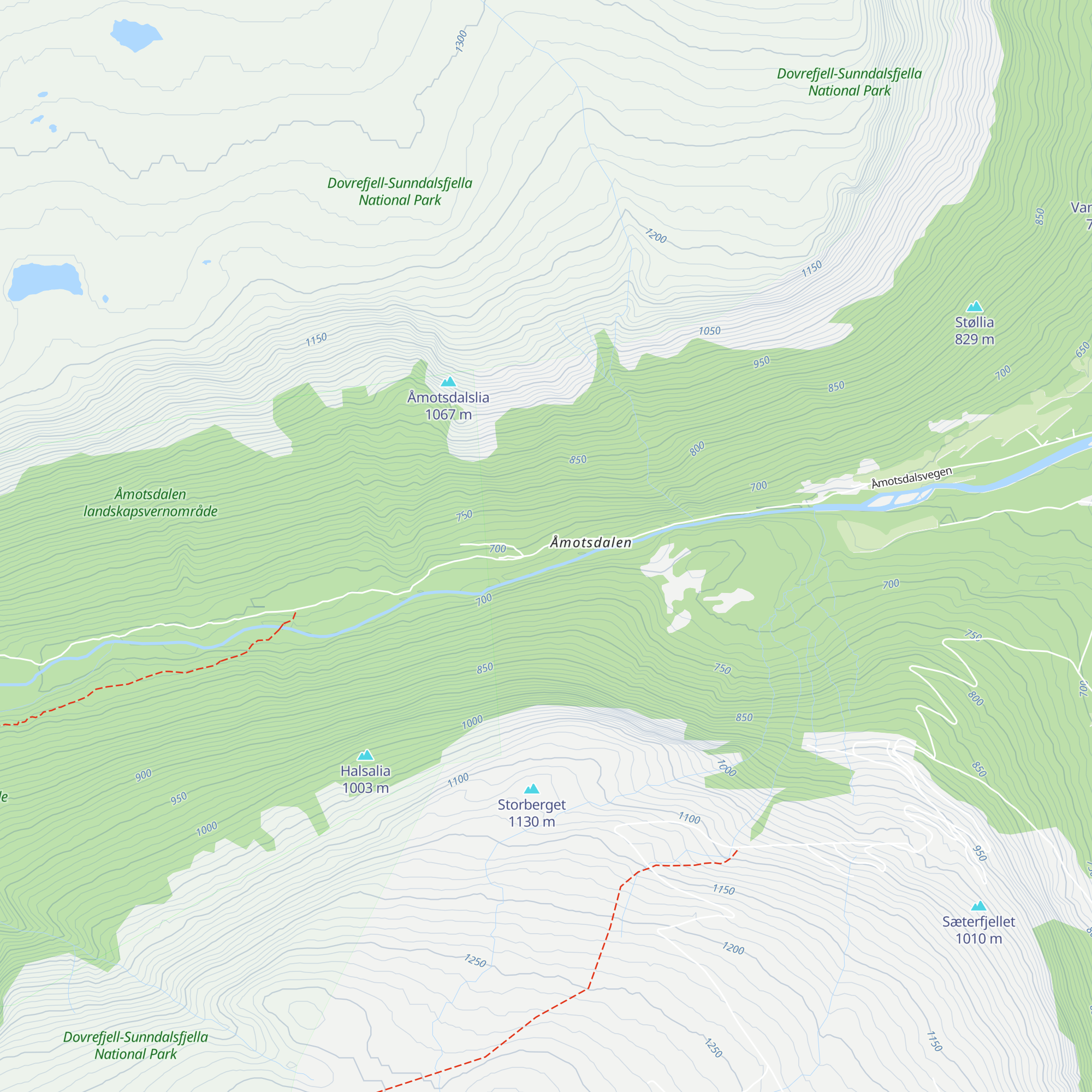 Åmotsdalen gard map