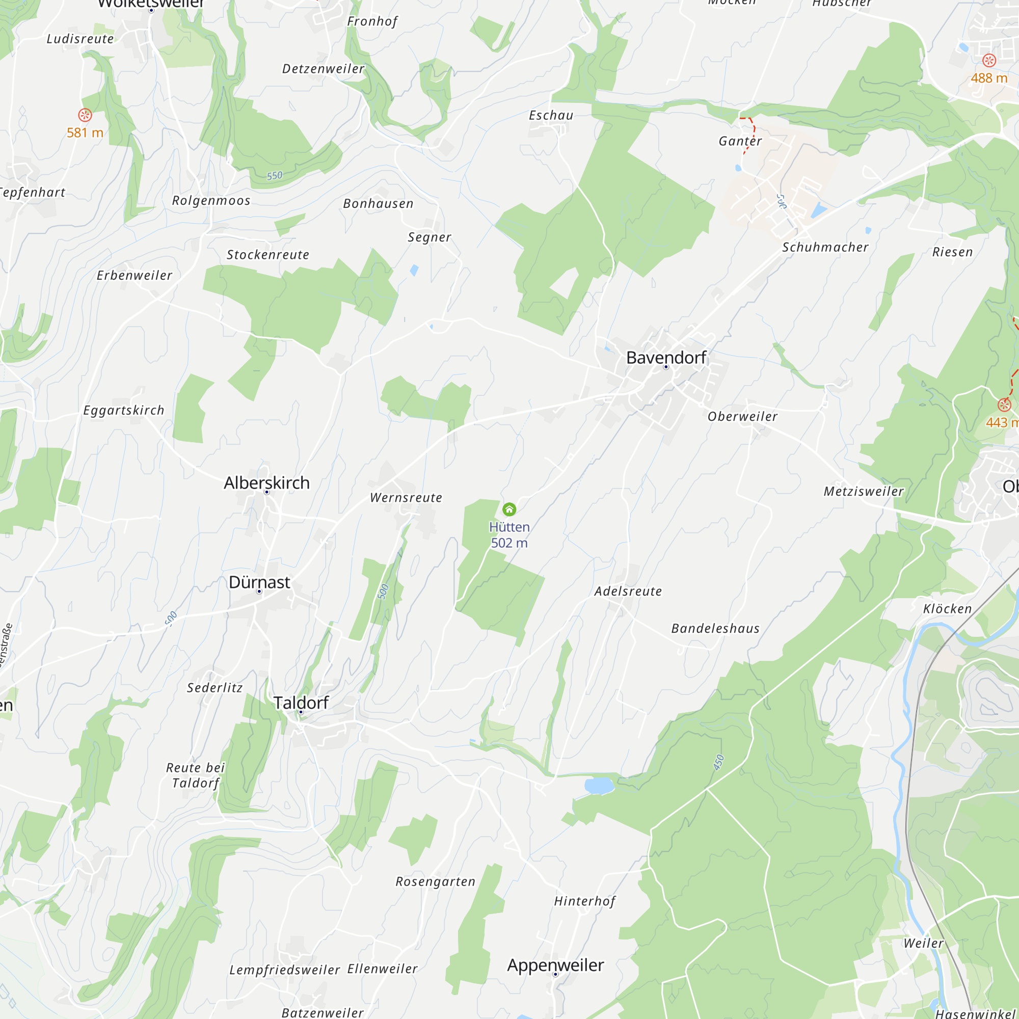 Hütten map