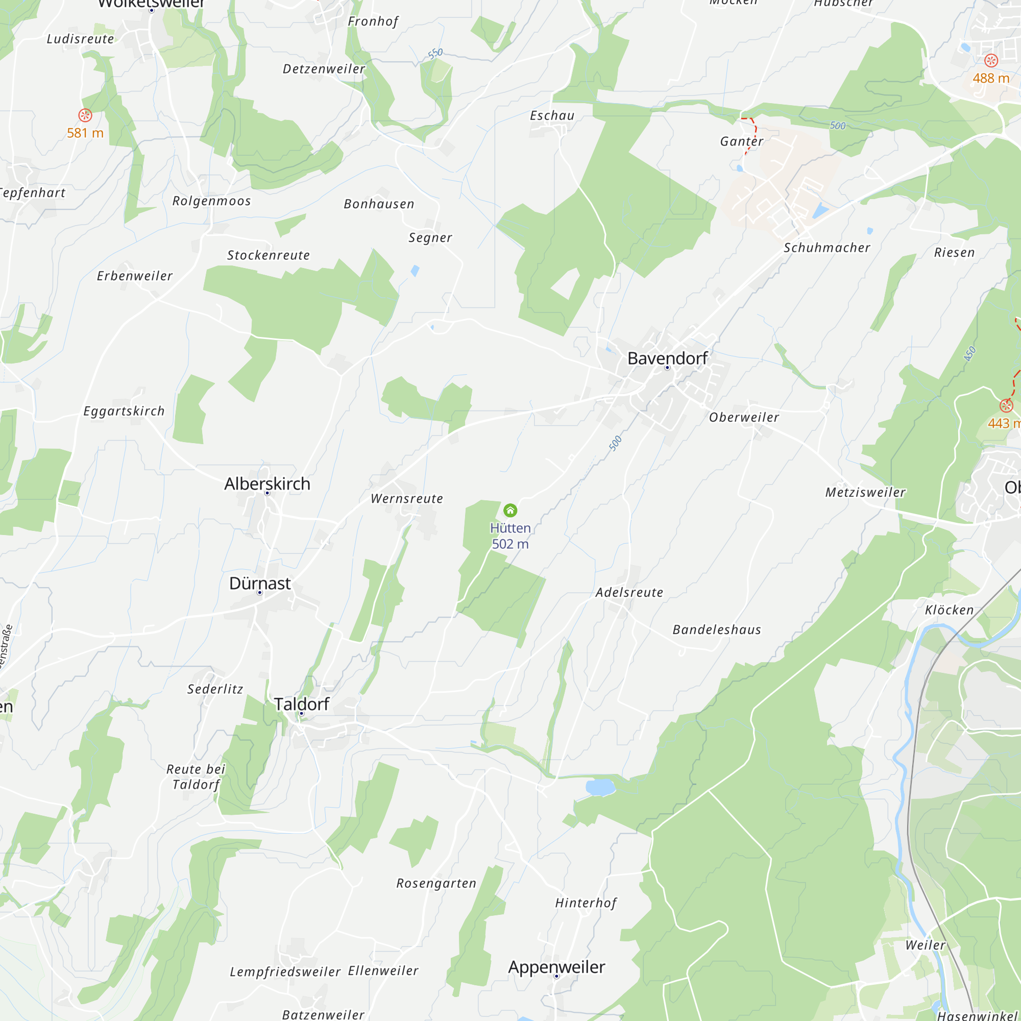 Hütten map