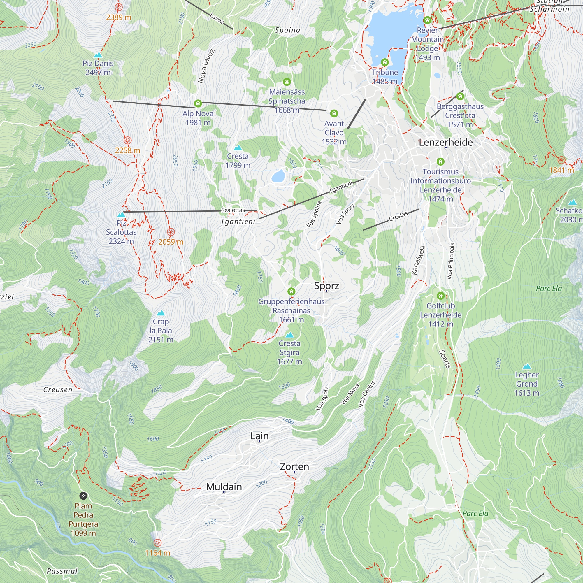 Gruppenferienhaus Raschainas map