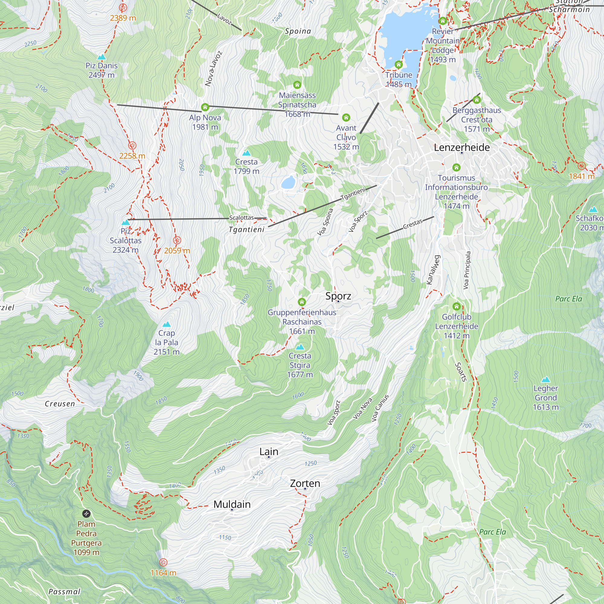 Gruppenferienhaus Raschainas map
