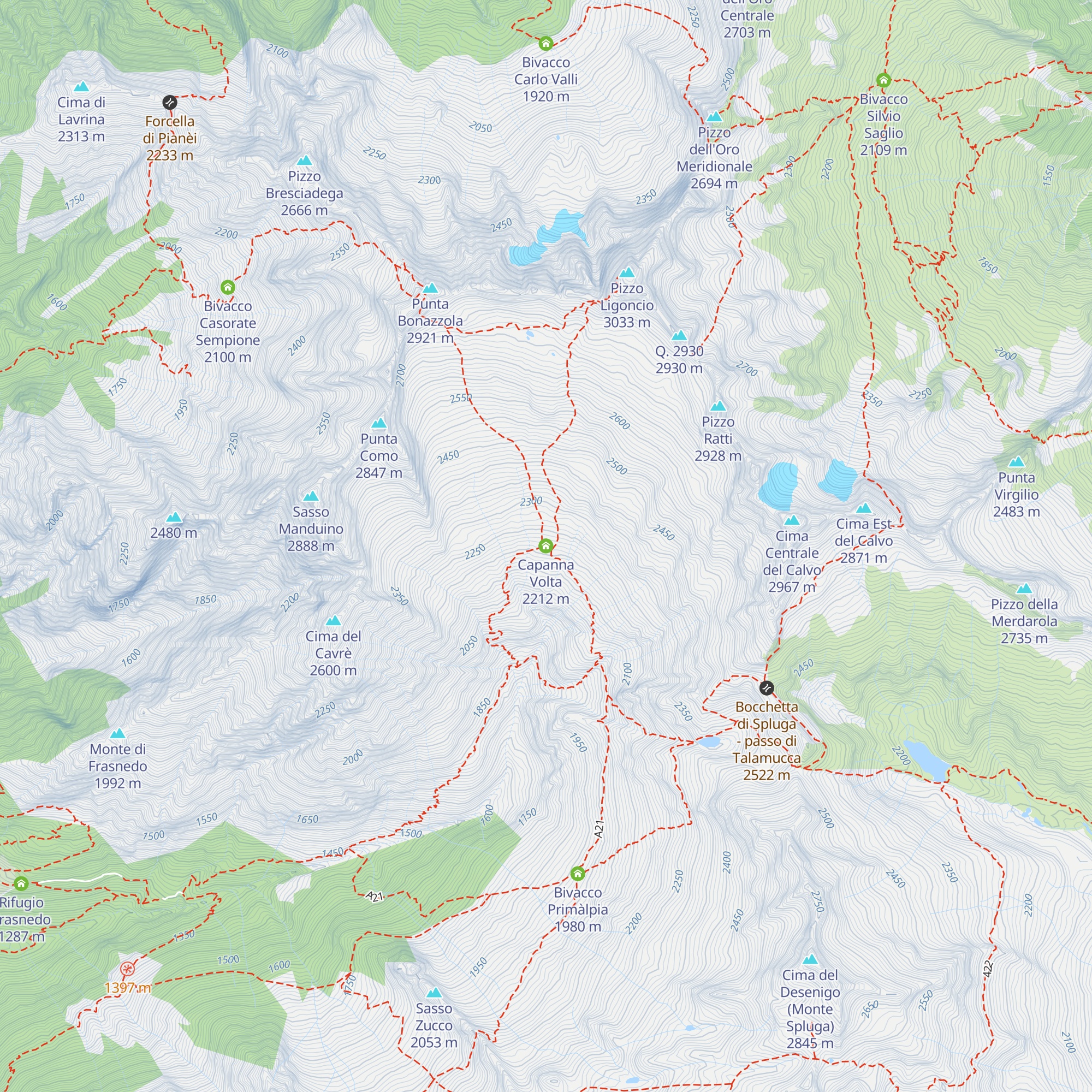Capanna Volta map