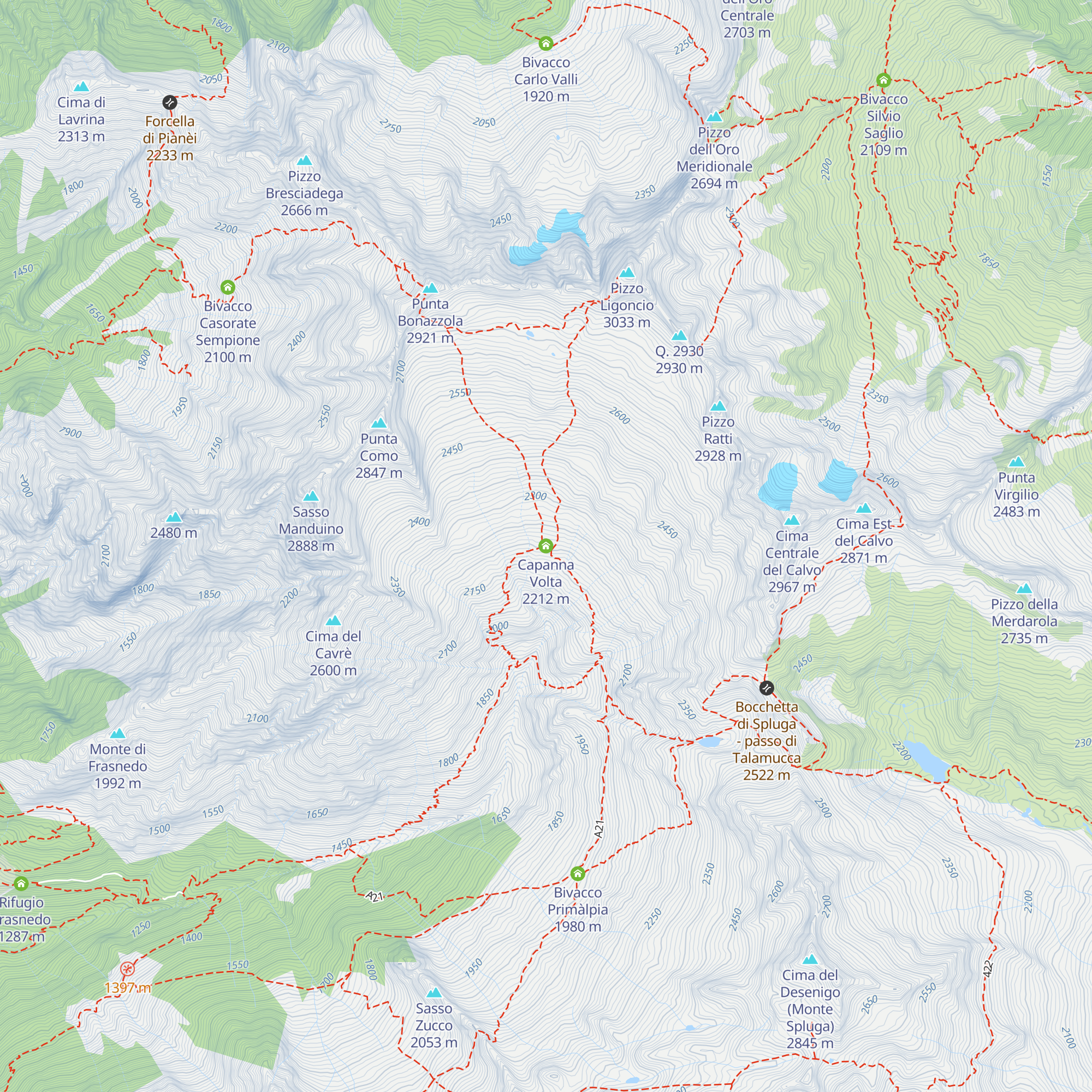 Capanna Volta map