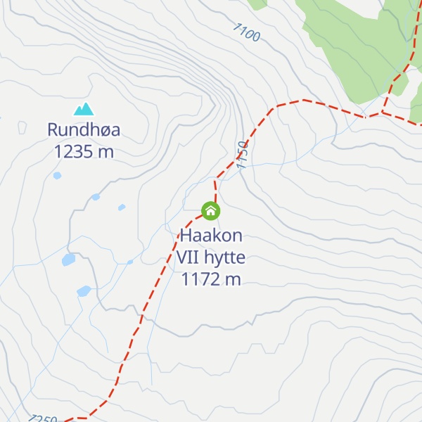 Map of Haakon VII hytte