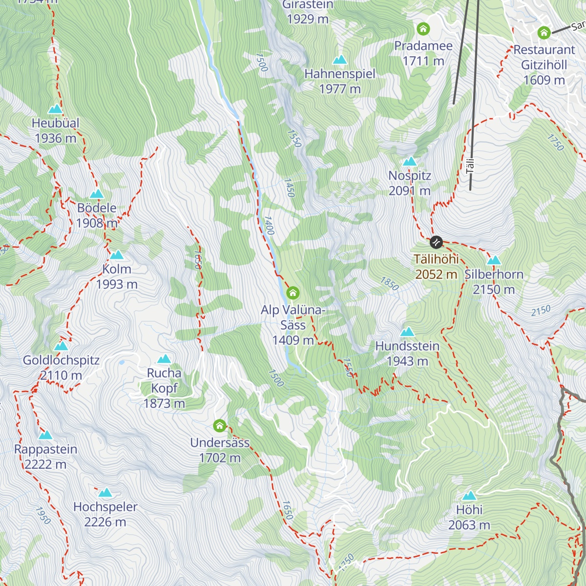 Alp Valüna-Säss map
