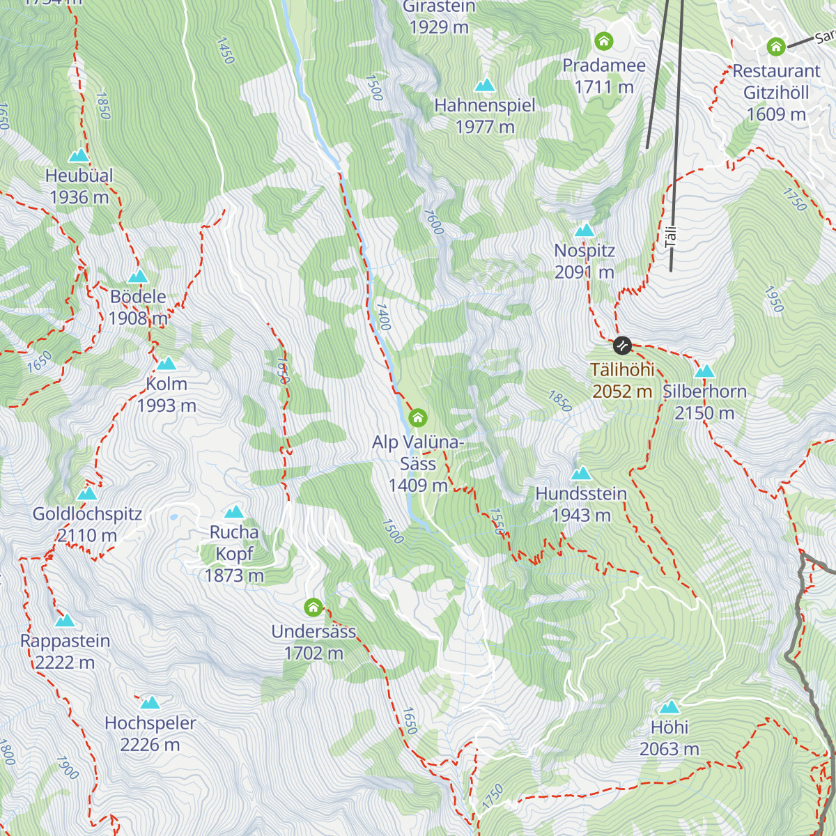 Alp Valüna-Säss map