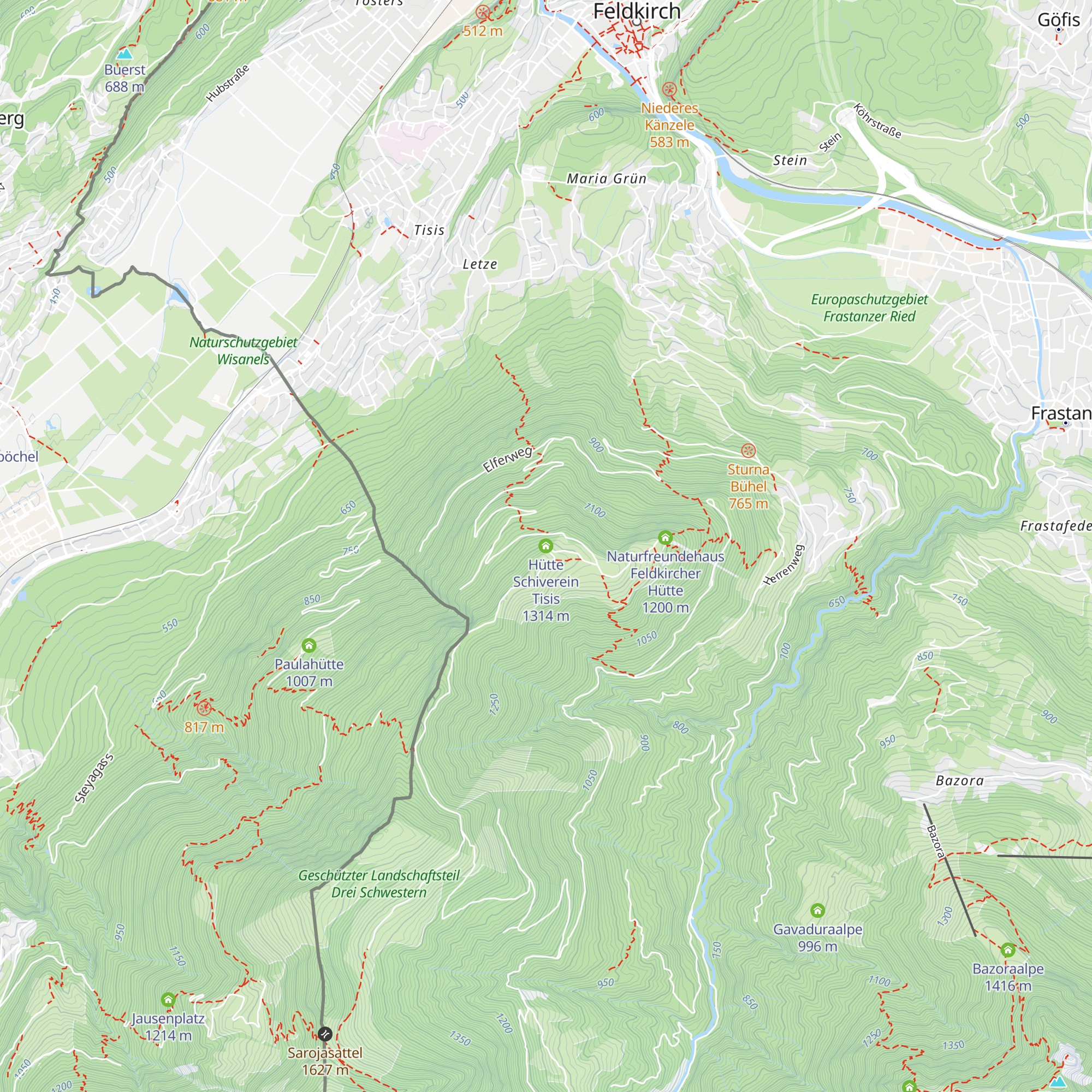 Hütte Schiverein Tisis map