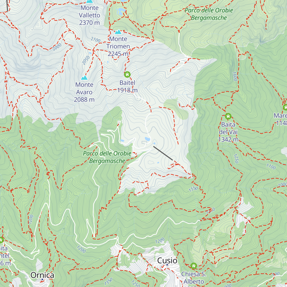 Rifugio albergo Monte Avaro map