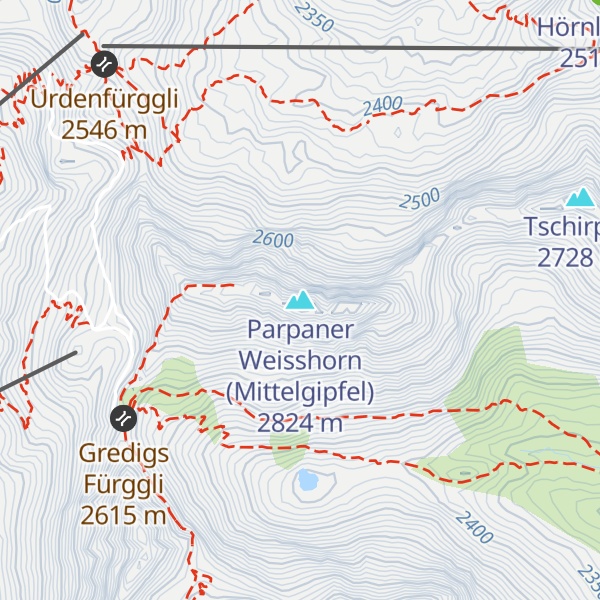 Map of Parpaner Weisshorn (Mittelgipfel)