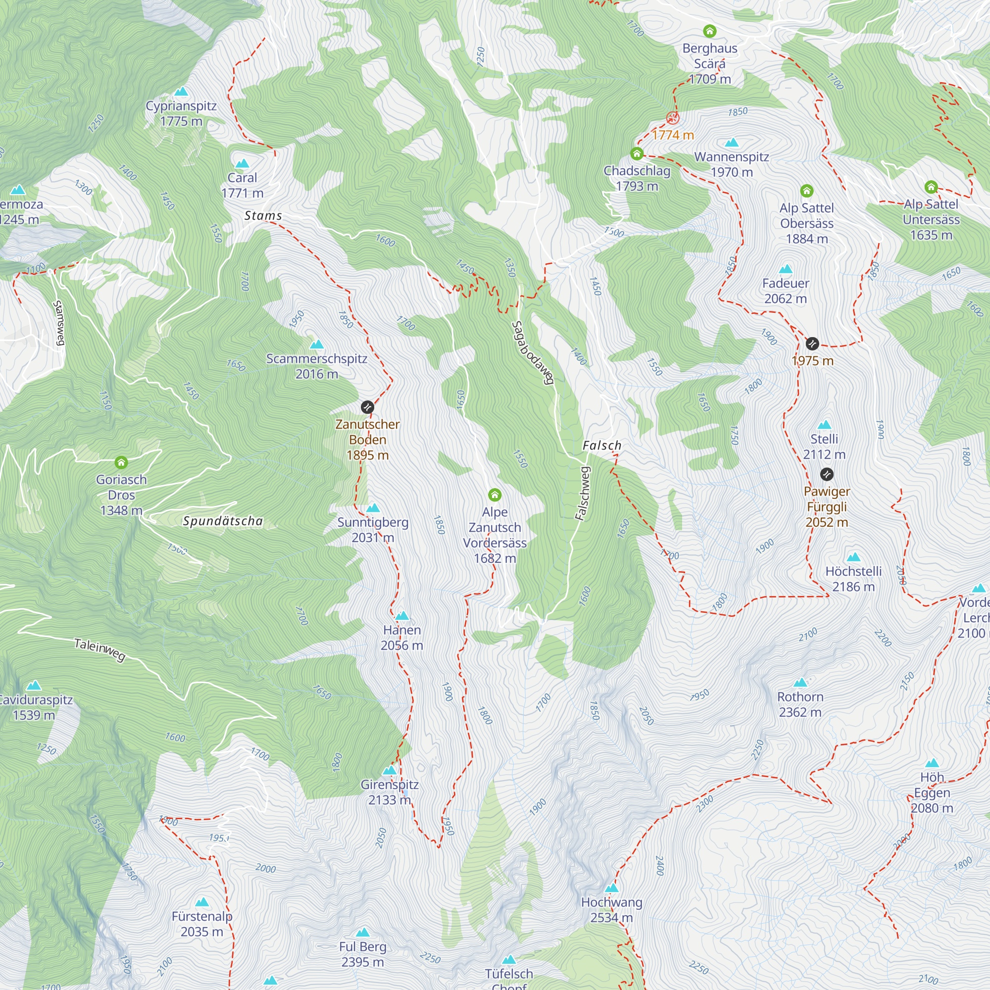 Alpe Zanutsch Vordersäss map