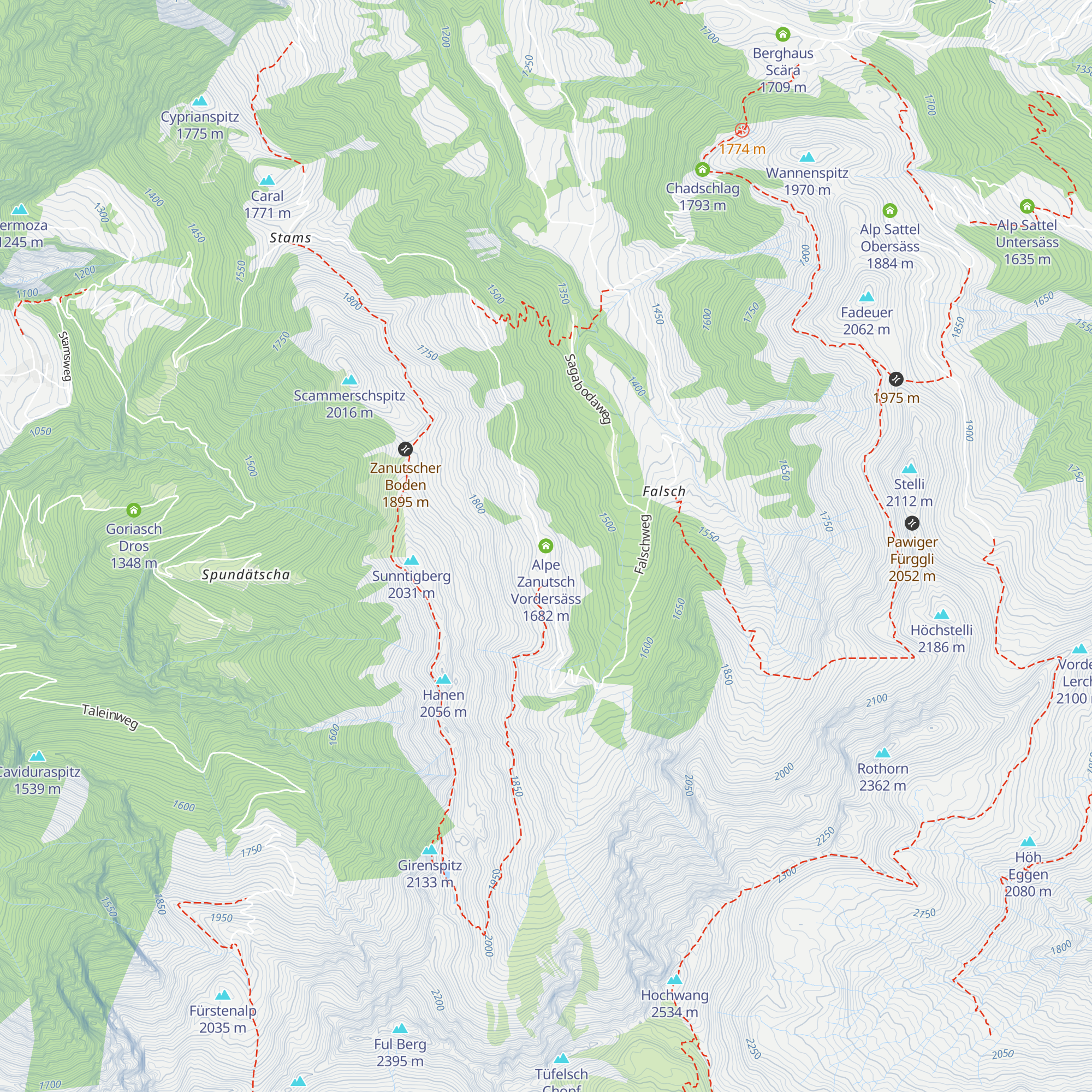 Alpe Zanutsch Vordersäss map