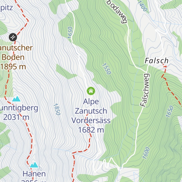 Map of Alpe Zanutsch Vordersäss