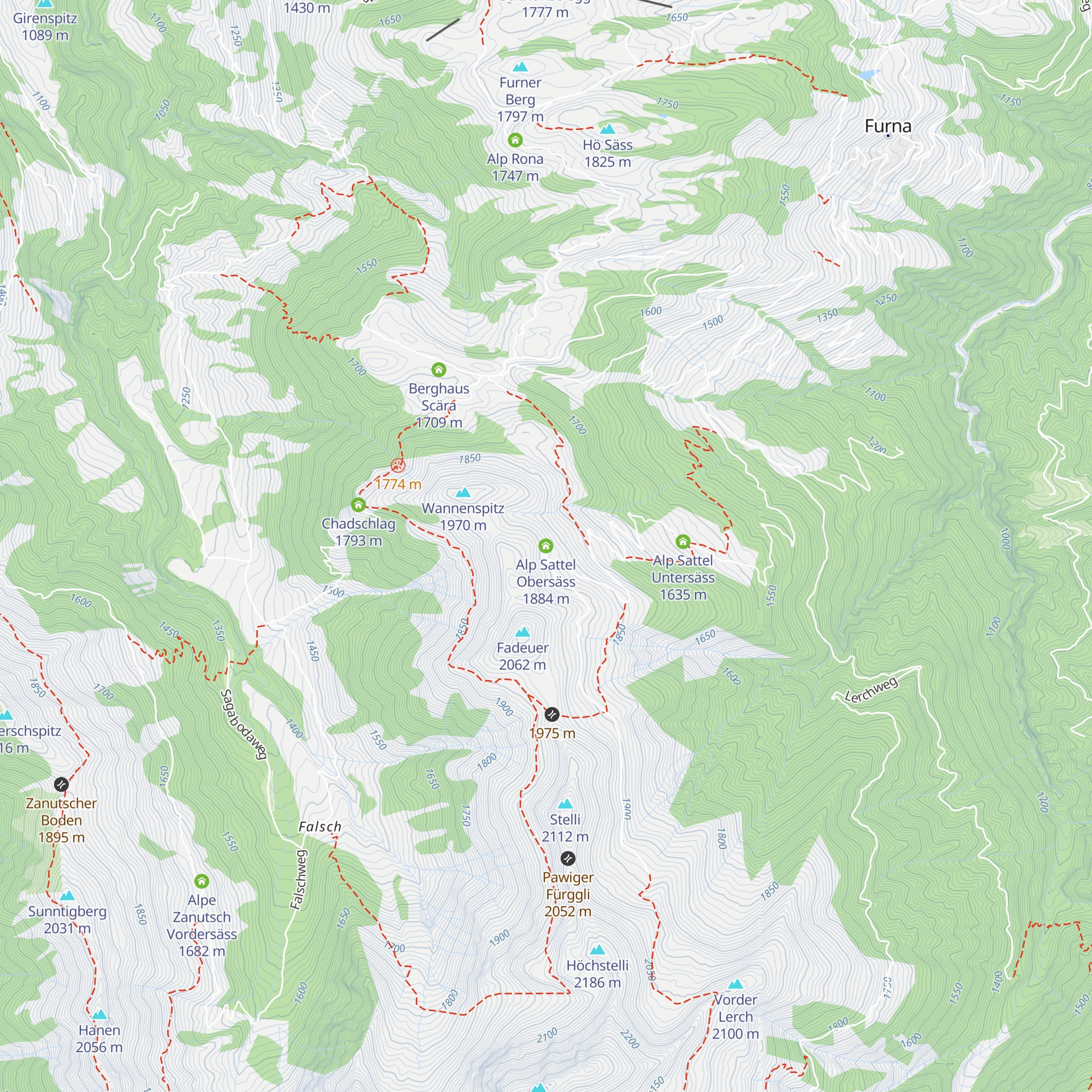 Alp Sattel Obersäss map