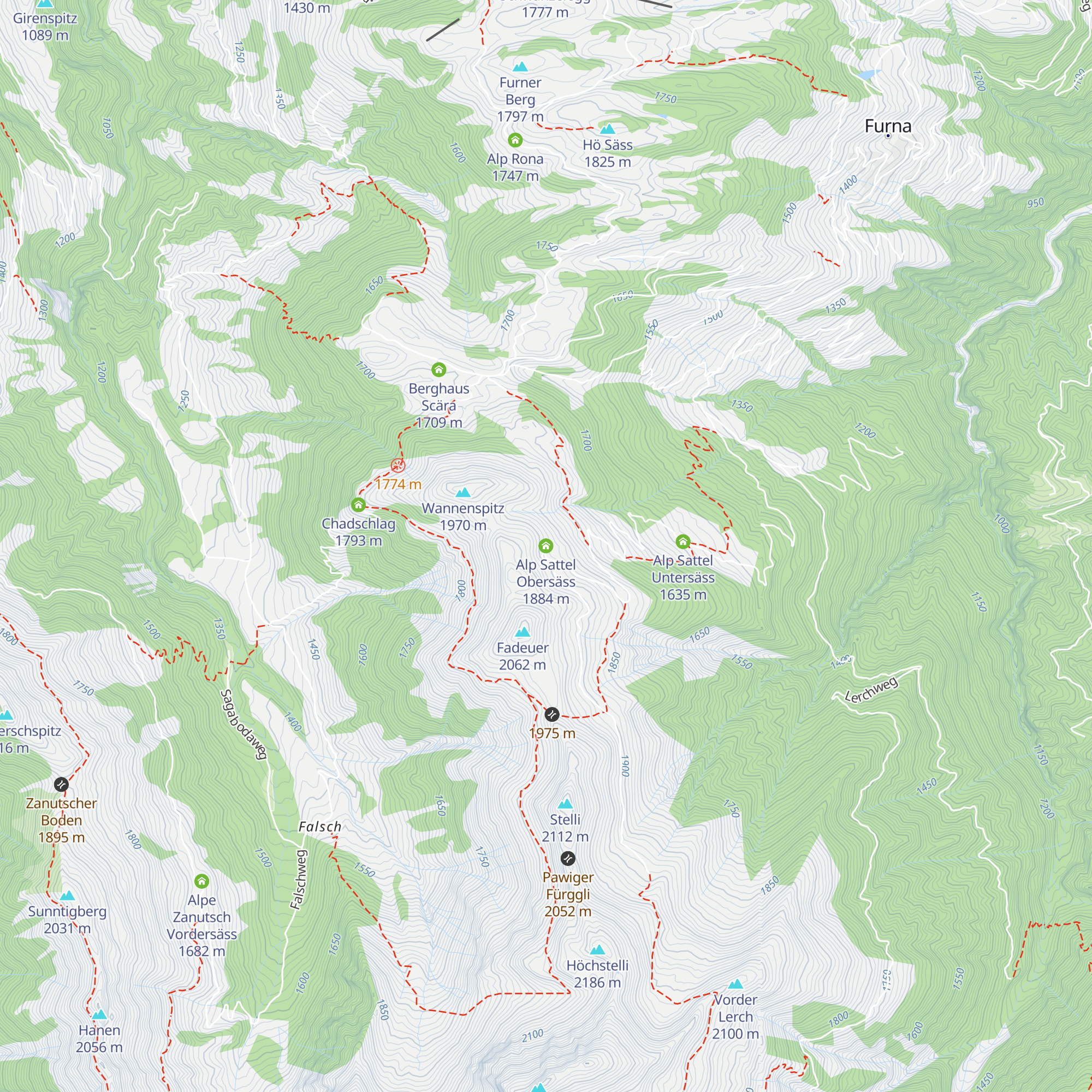 Alp Sattel Obersäss map