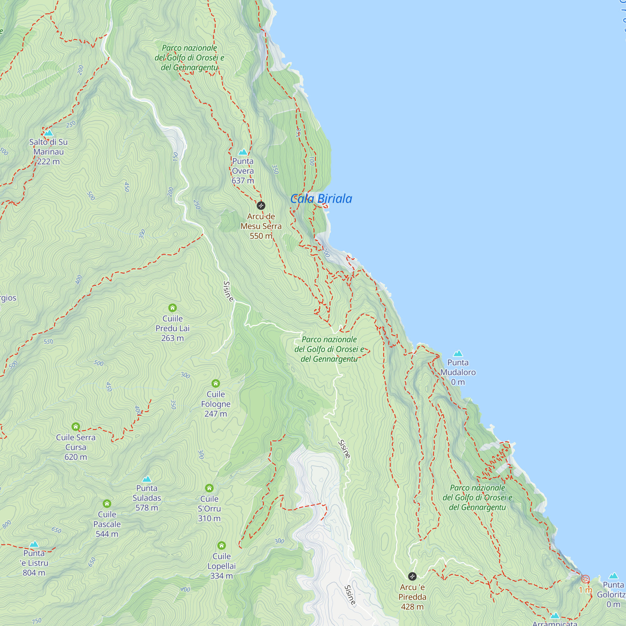 Cuile Iscala Oggiastru map