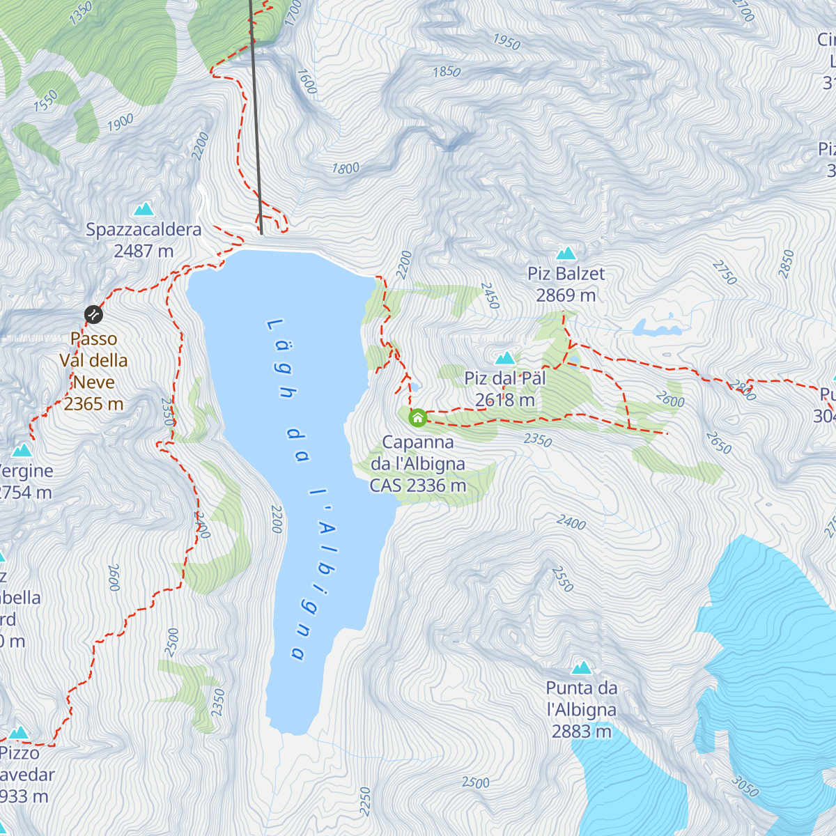 Capanna da l'Albigna CAS map