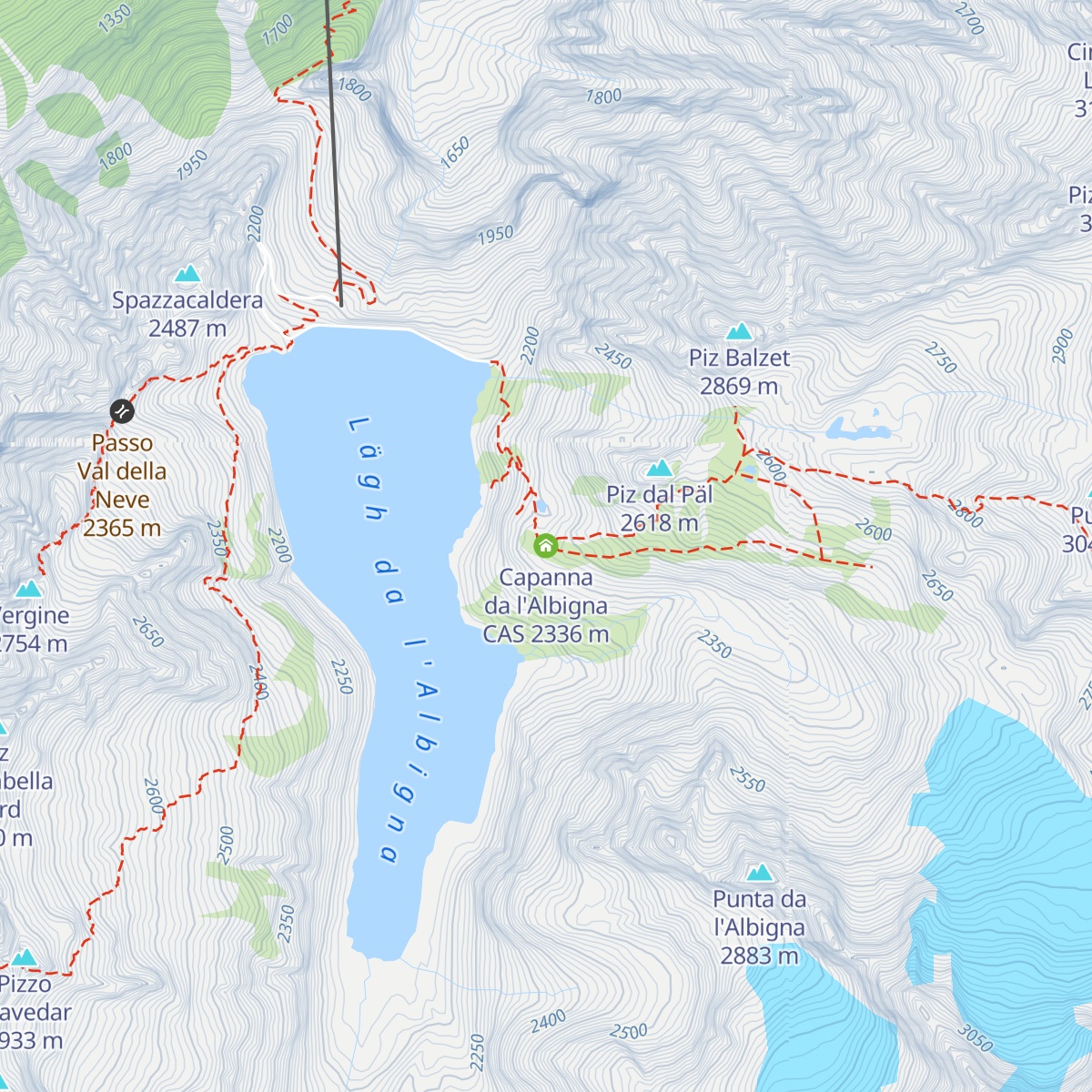 Capanna da l'Albigna CAS map