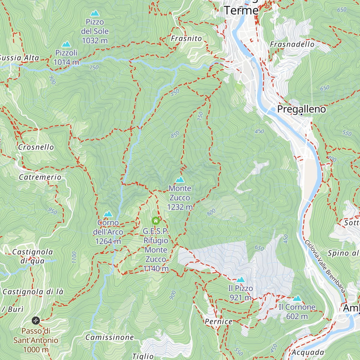 Baita Monte Zucco map