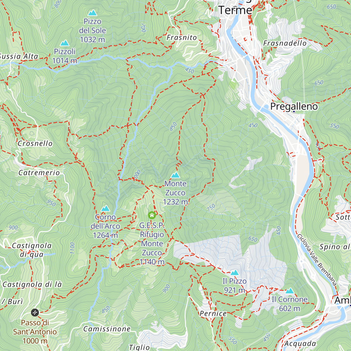 Baita Monte Zucco map