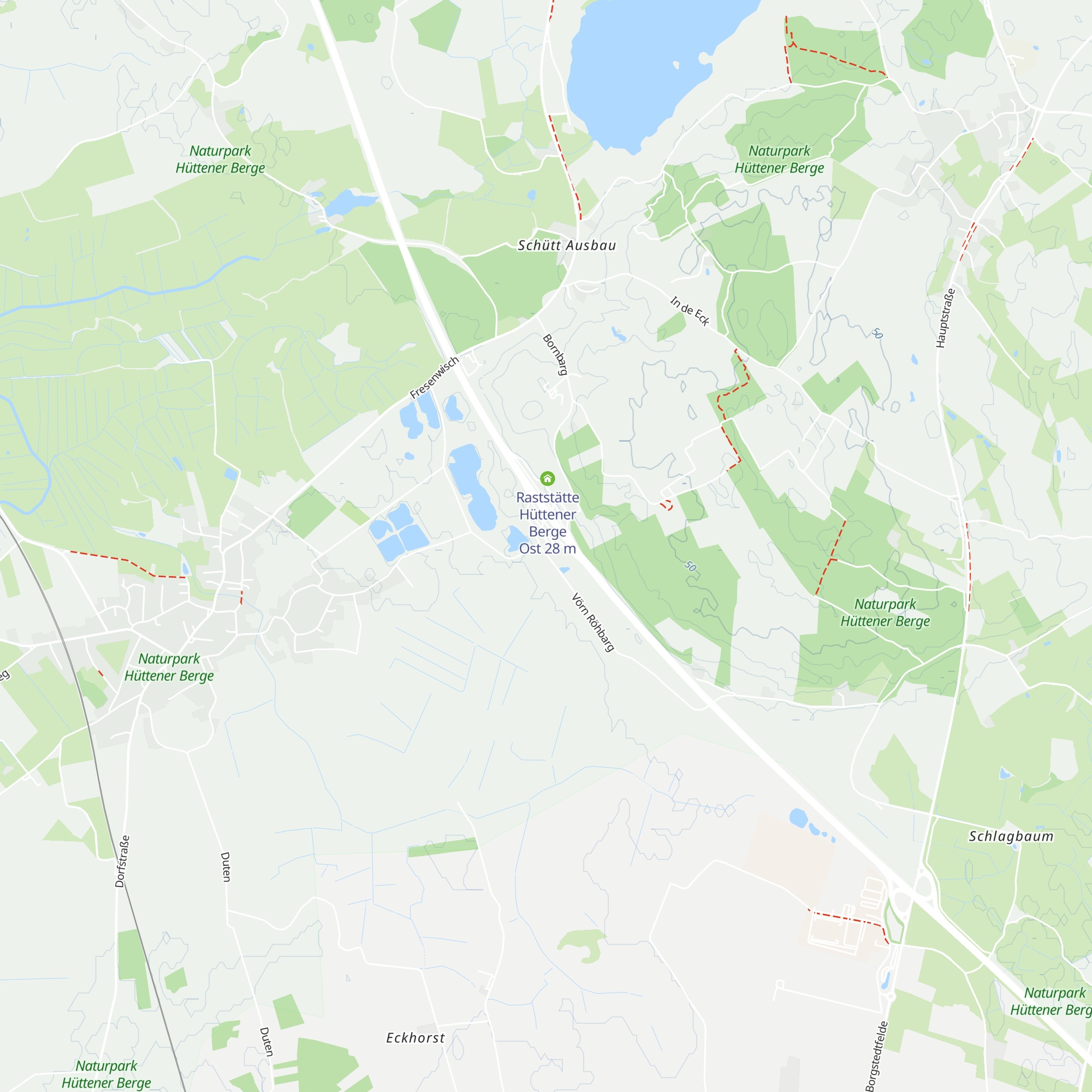Raststätte Hüttener Berge West map