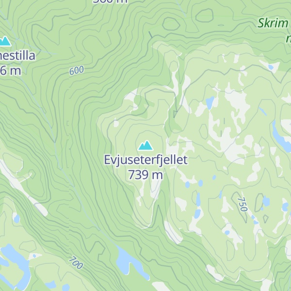 Map of Evjuseterfjellet