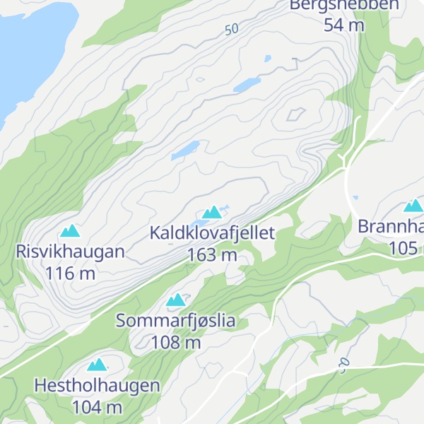 Map of Kaldklovafjellet