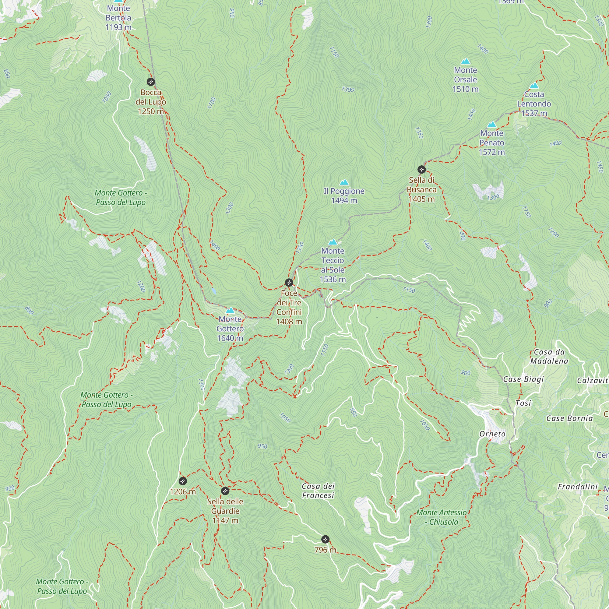Bivacco Tre Confini map