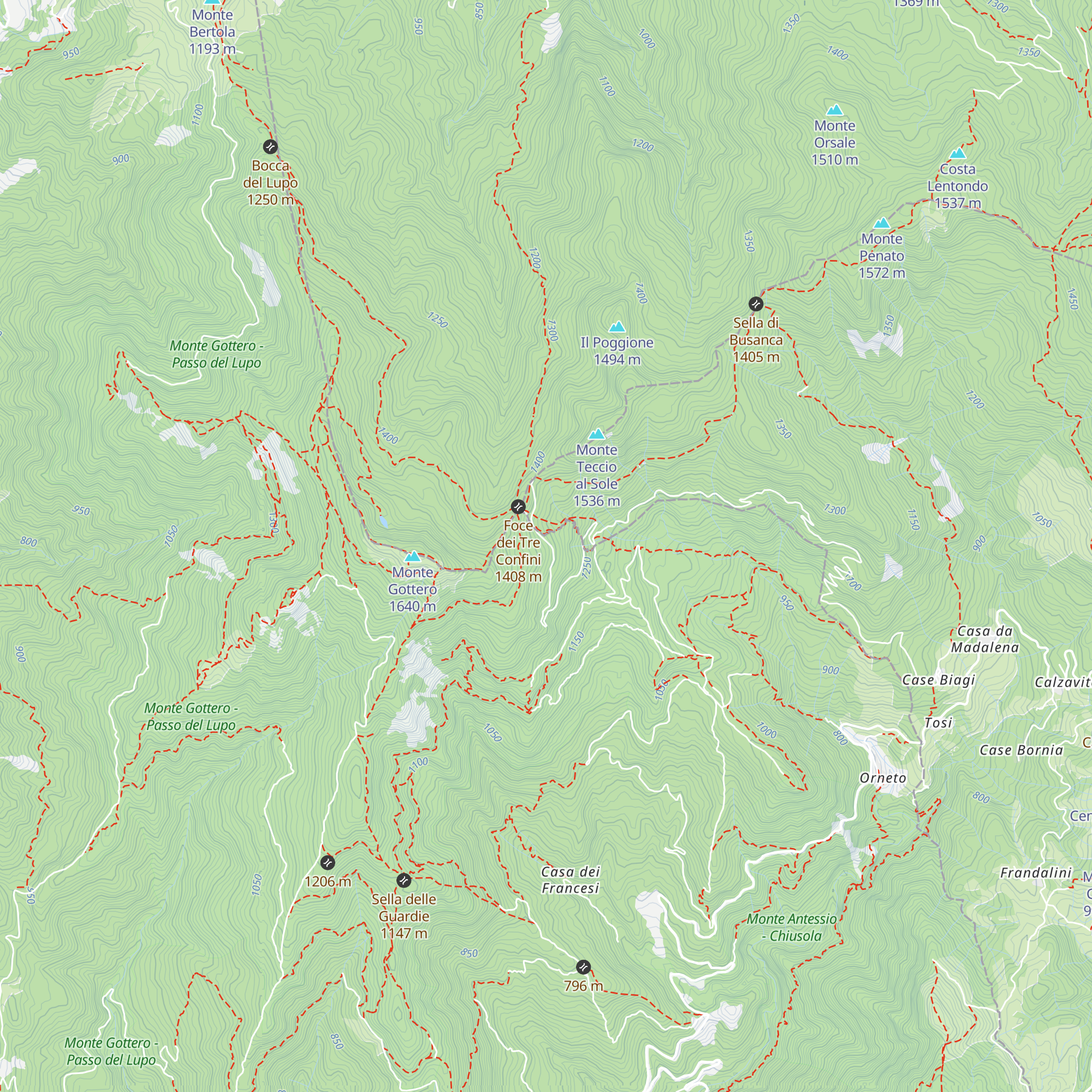 Bivacco Tre Confini map