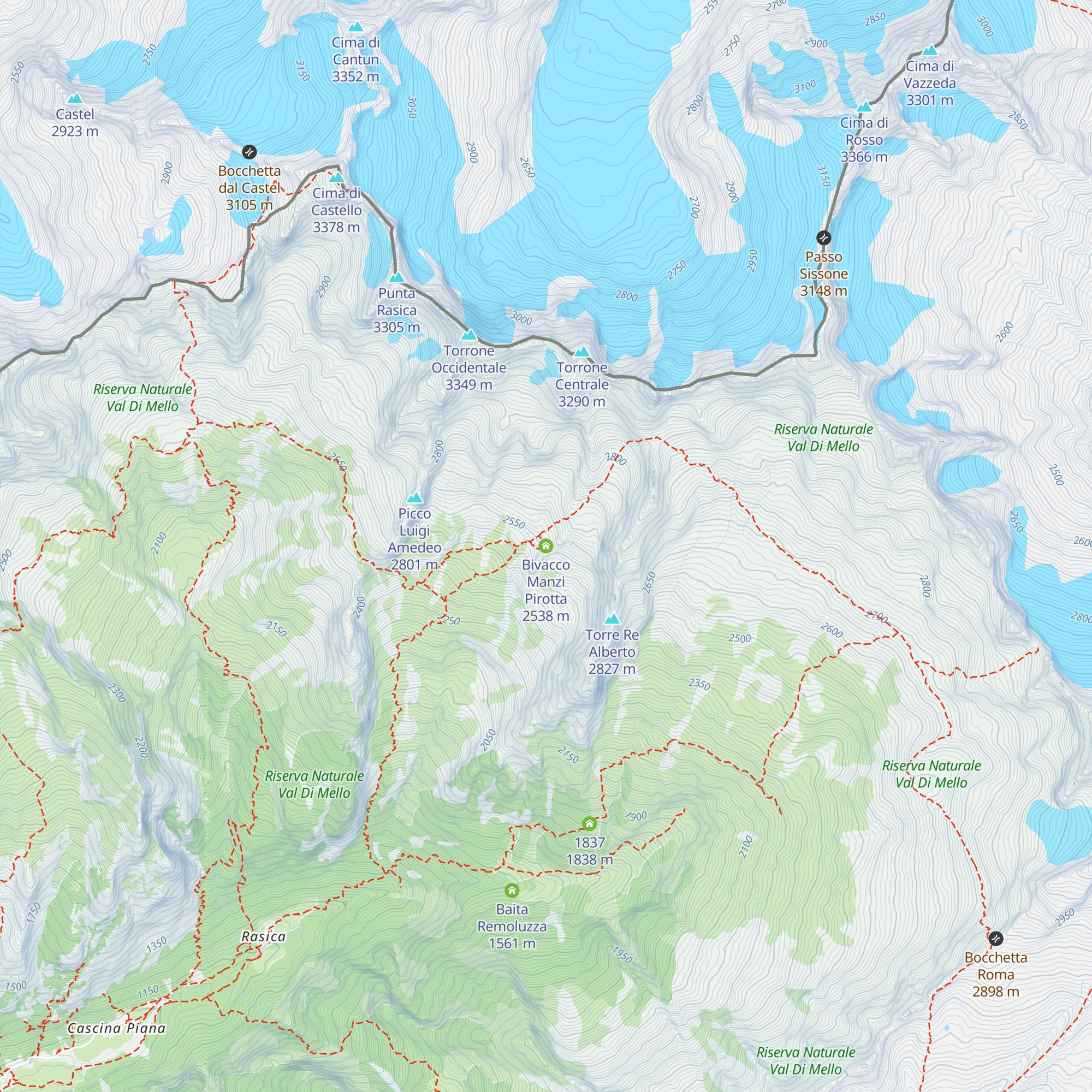 Bivacco Manzi Pirotta map