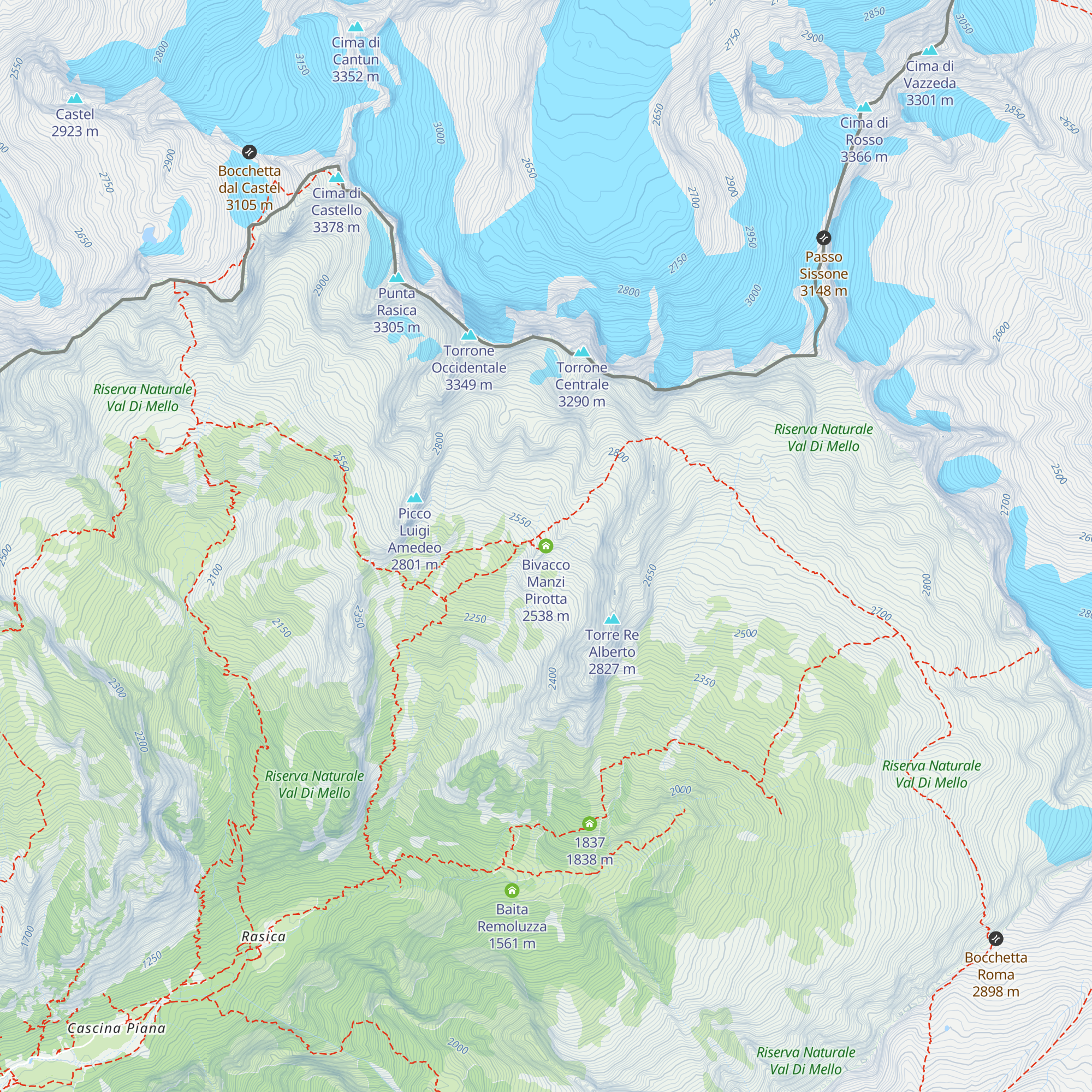 Bivacco Manzi Pirotta map