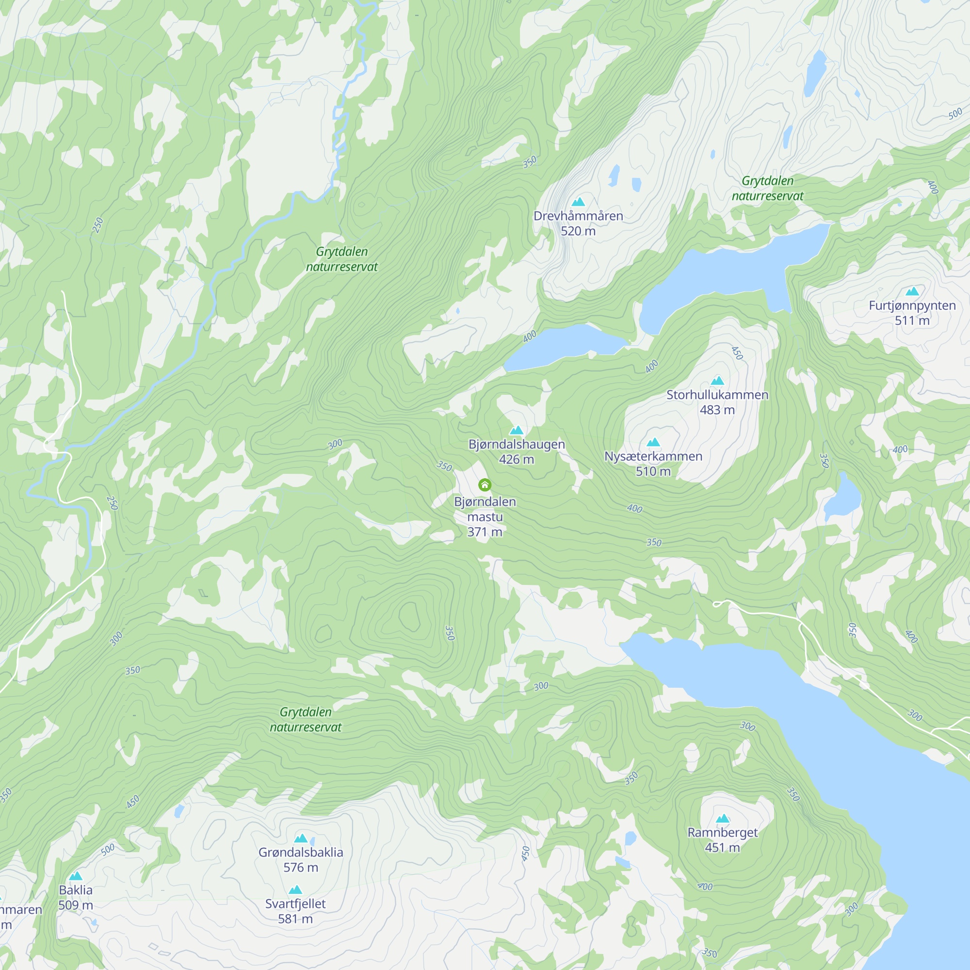 Bjørndalen mastu map
