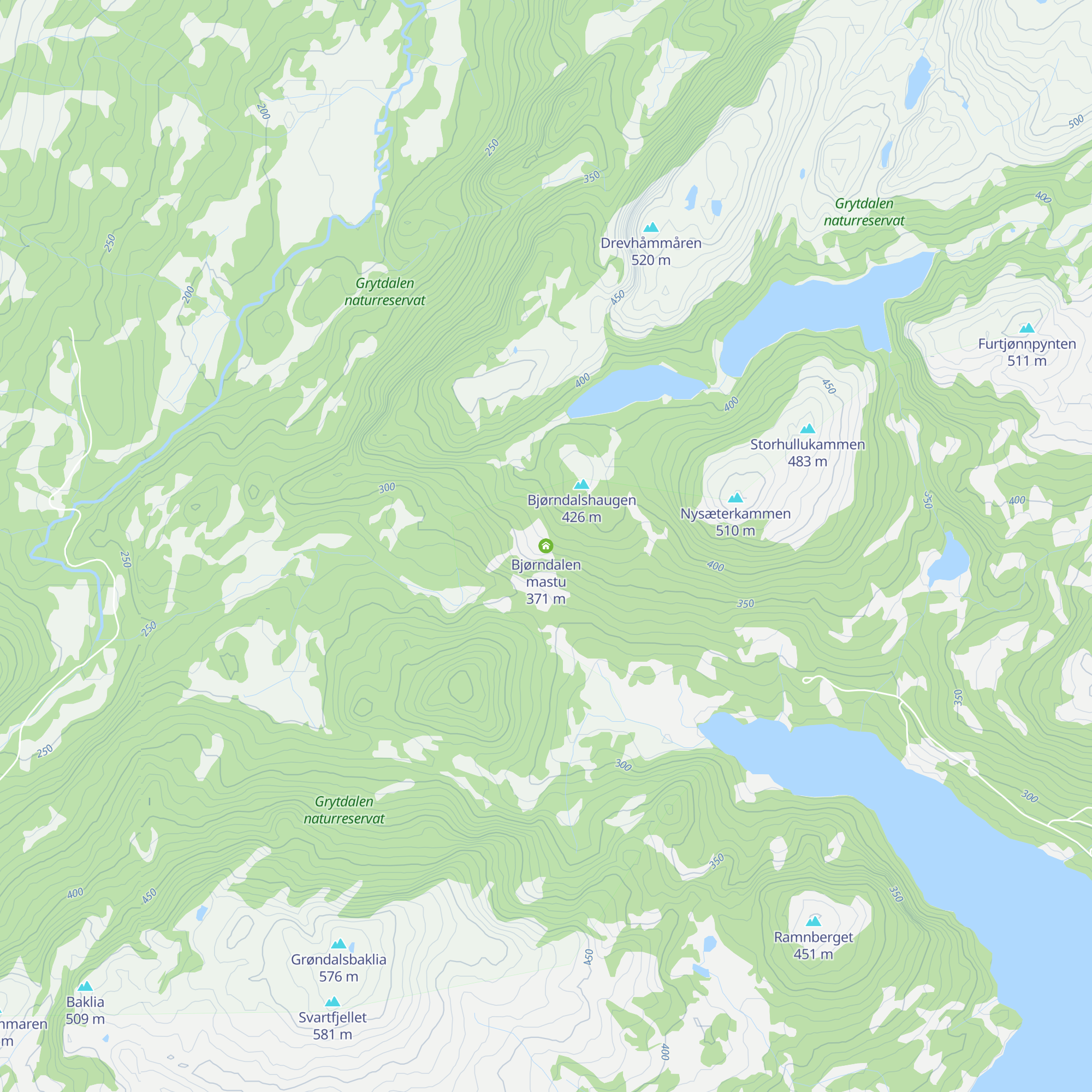 Bjørndalen mastu map