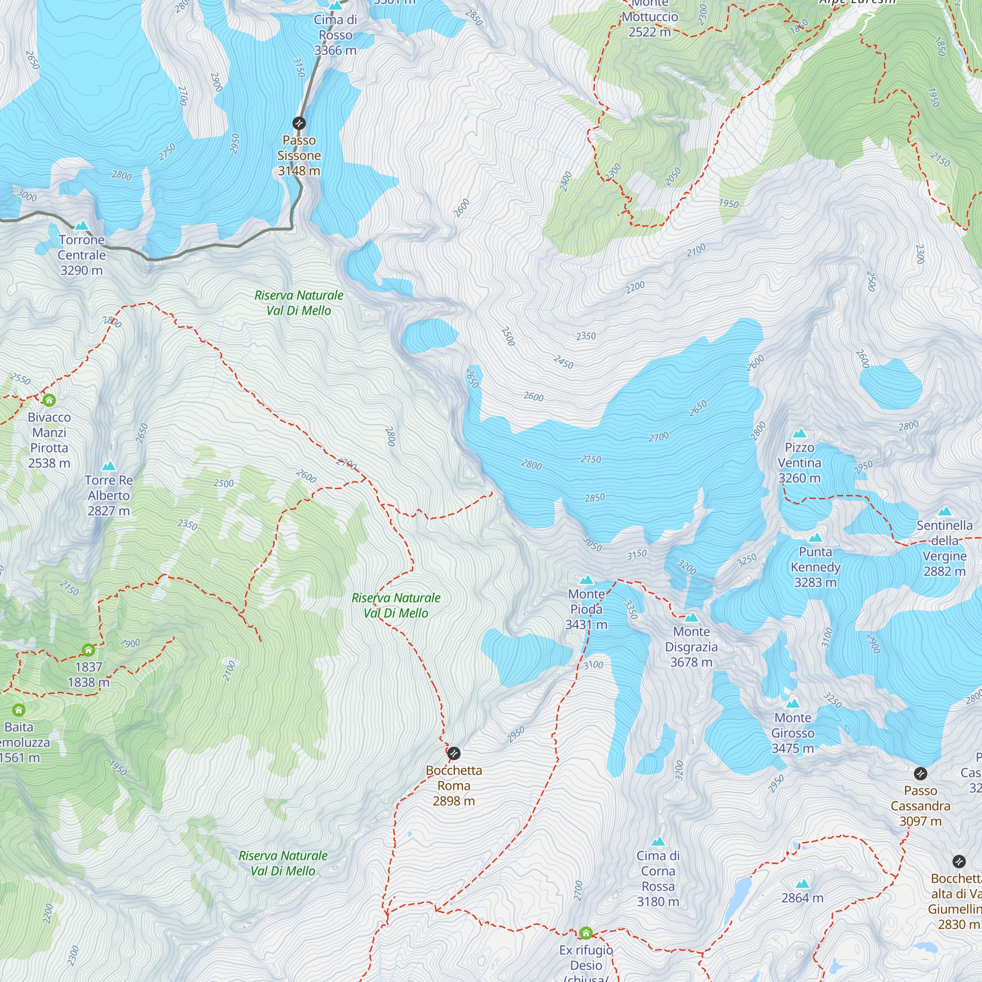 Bivacco Odello Grandori map