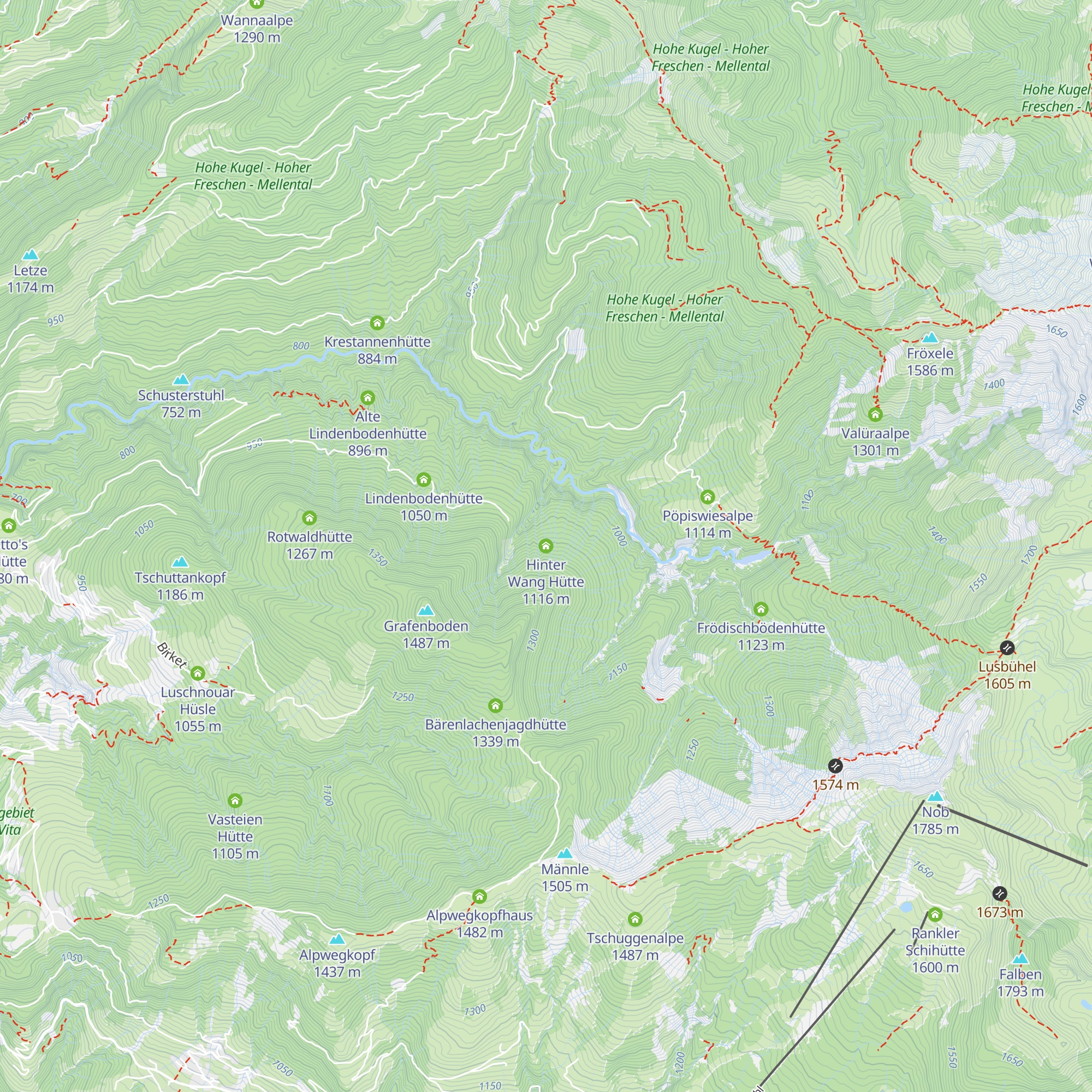 Hinter Wang Hütte map