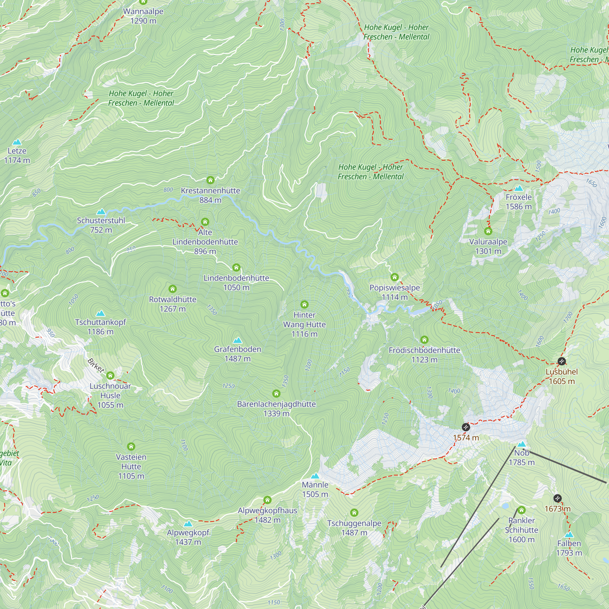 Hinter Wang Hütte map